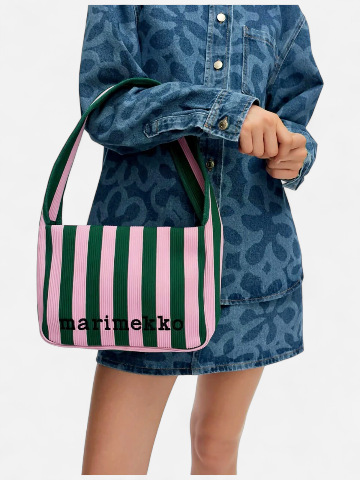 Marimekko olkalaukku Knitted Shoulderbag Merirosvo, vihreä raita - Kekäle.fi