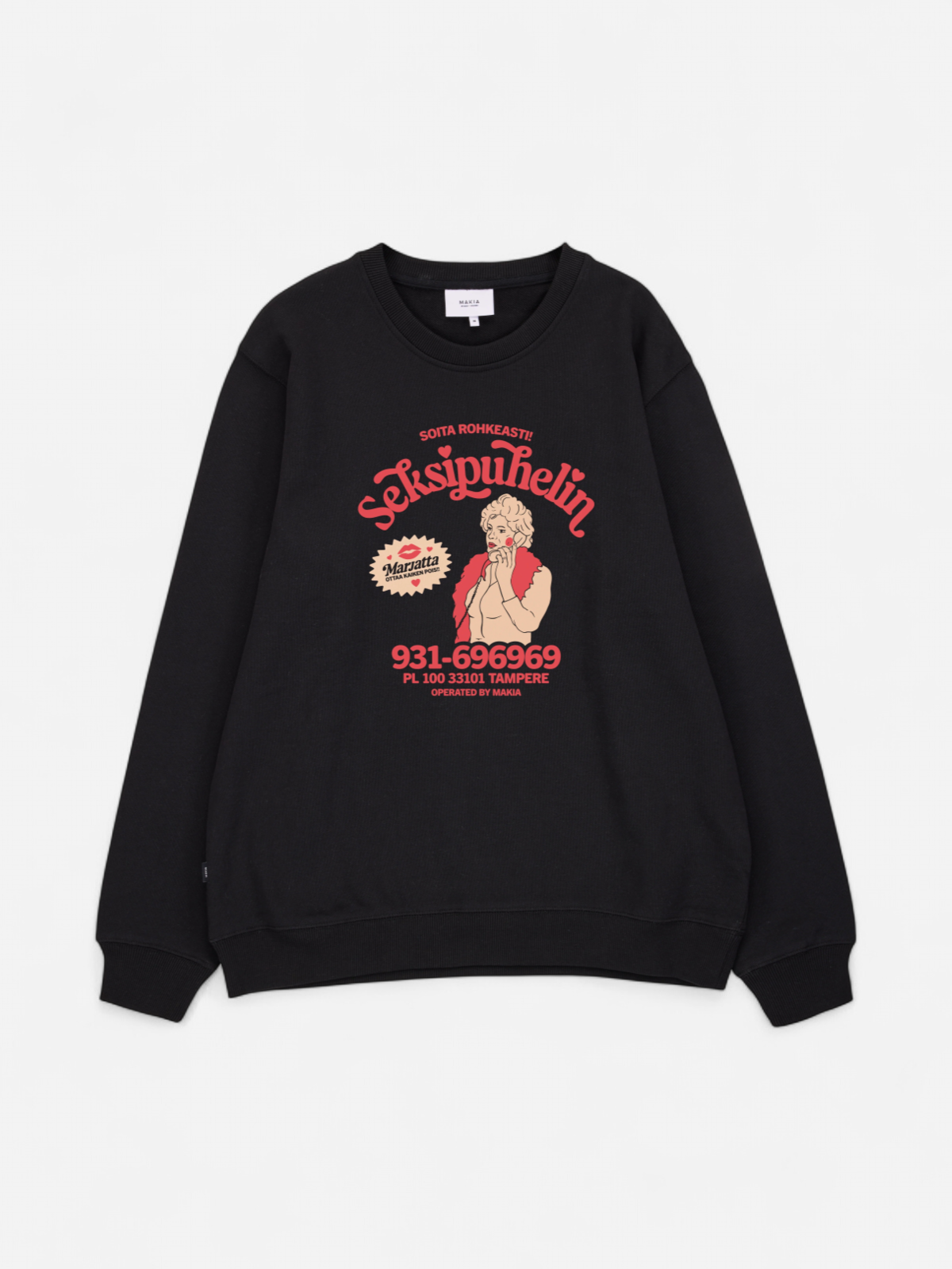 Makia collegepaita Kummeli Seksipuhelin Sweatshirt, musta - Kekäle.fi