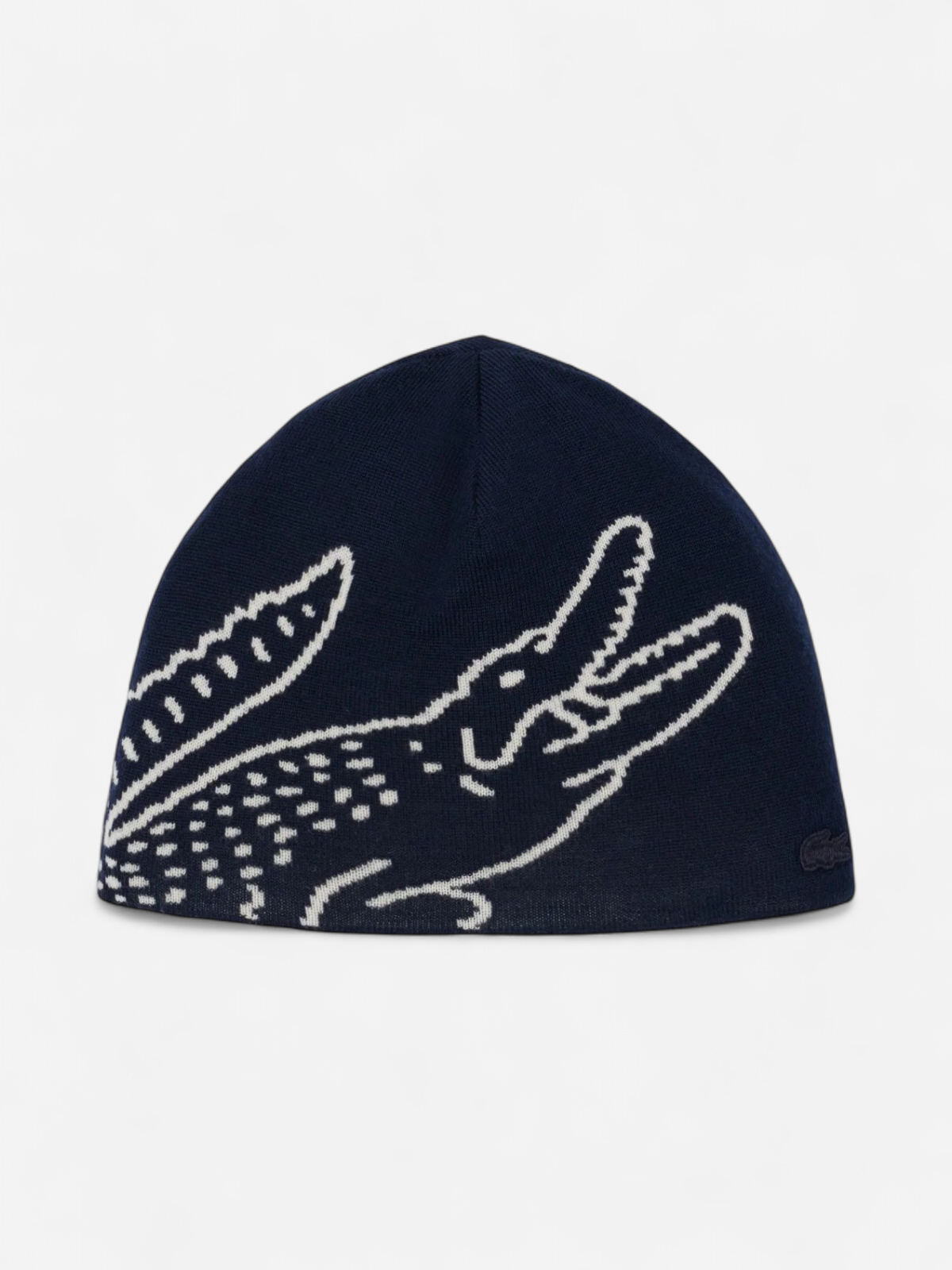 Lacoste miesten pipo, UNCUFFED CROCODILE JACQUARD WOOL BEANIE Tummansininen - Kekäle.fi