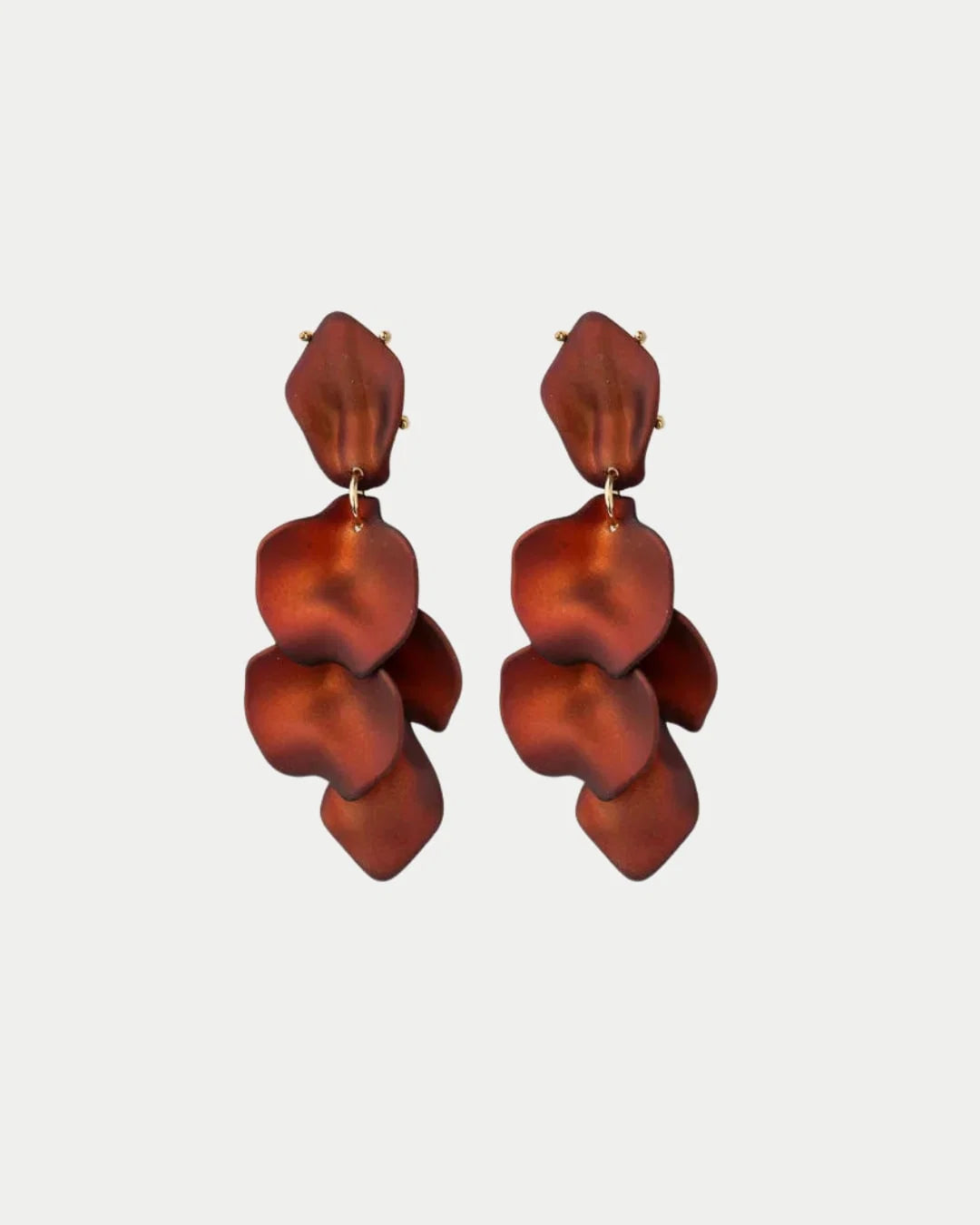 Bow 19 naisten korvakorut Leaf Earrings Metallic, konjakinruskea