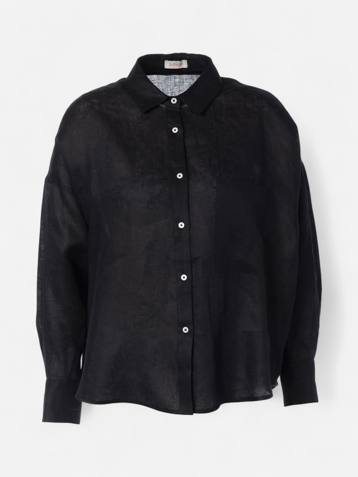 JcSophie naisten pellavapaita Leona Blouse, musta - Kekäle.fi