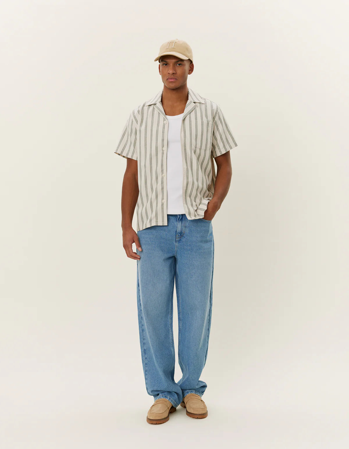 les-deux-kauluspaita-lawson-stripe-ss-shirt-raidallinen-vihrea-1