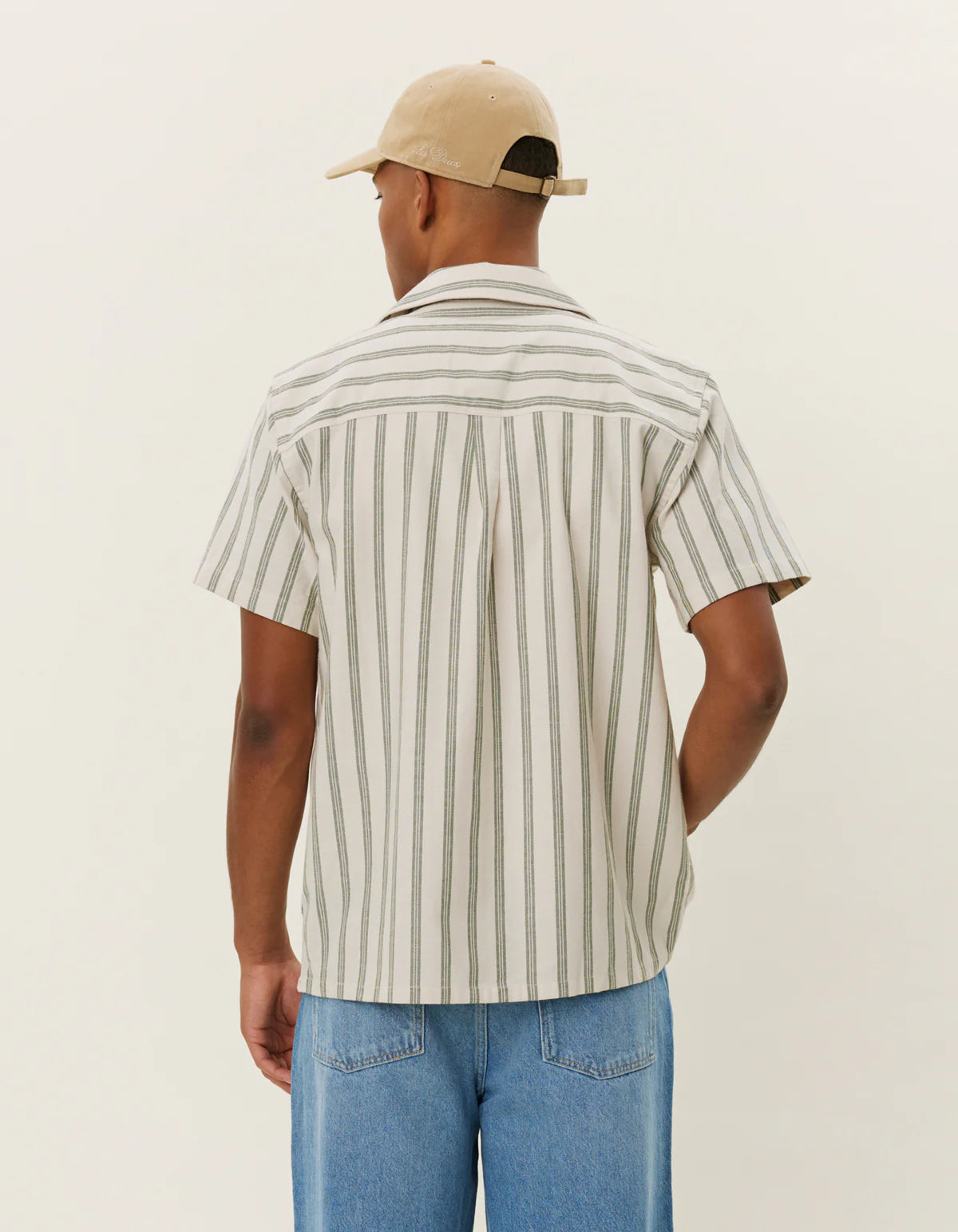 les-deux-kauluspaita-lawson-stripe-ss-shirt-raidallinen-vihrea-2