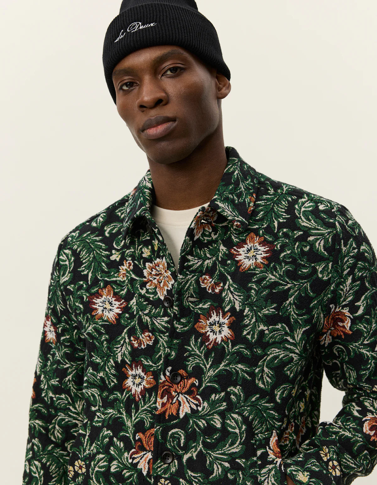 les-deux-miesten-paitatakki-jaiden-flower-jacquard-overshirt-musta-kuosi-4