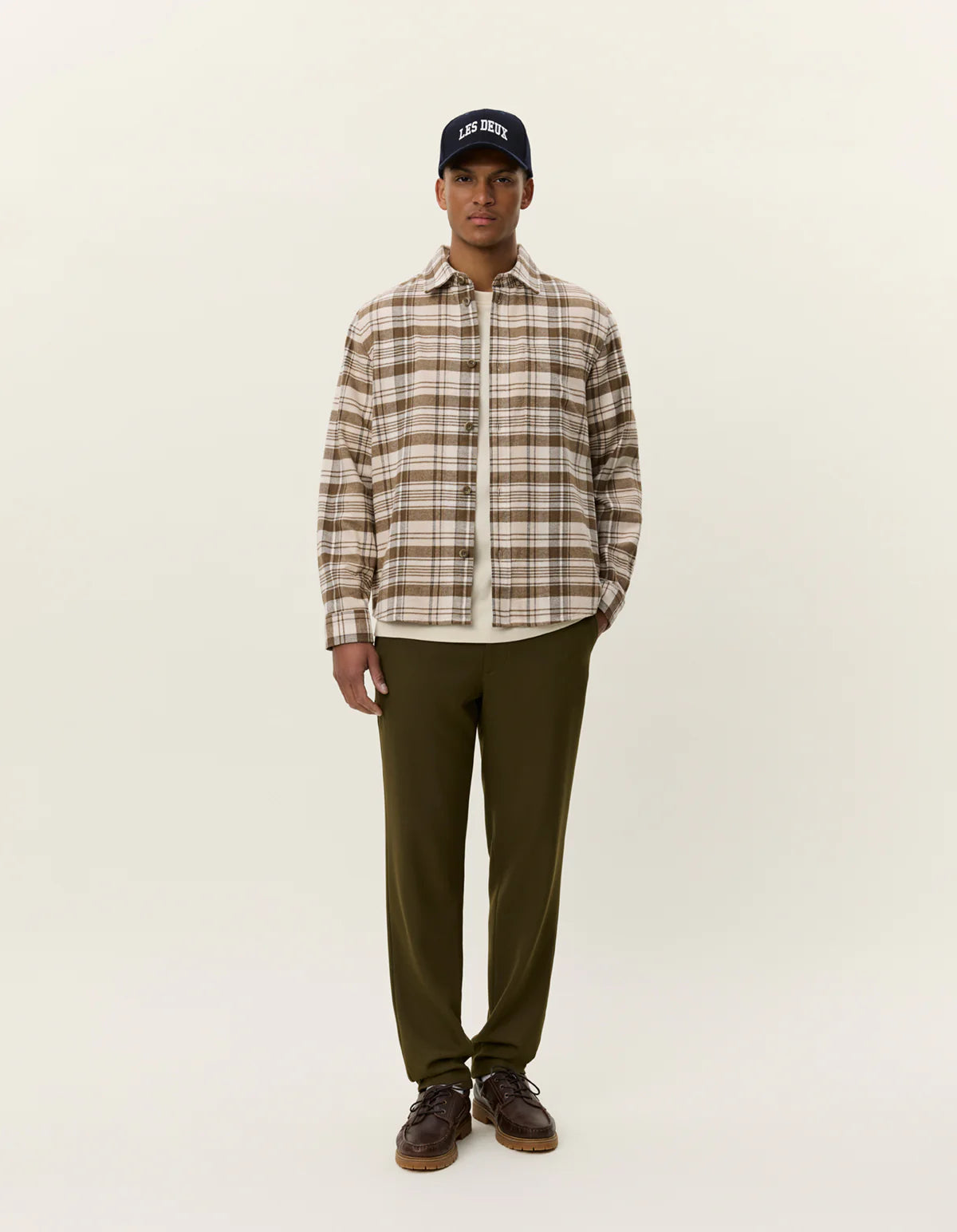 les-deux-miesten-paitatakki-lennon-check-overshirt-ruskea-kuosillinen-1