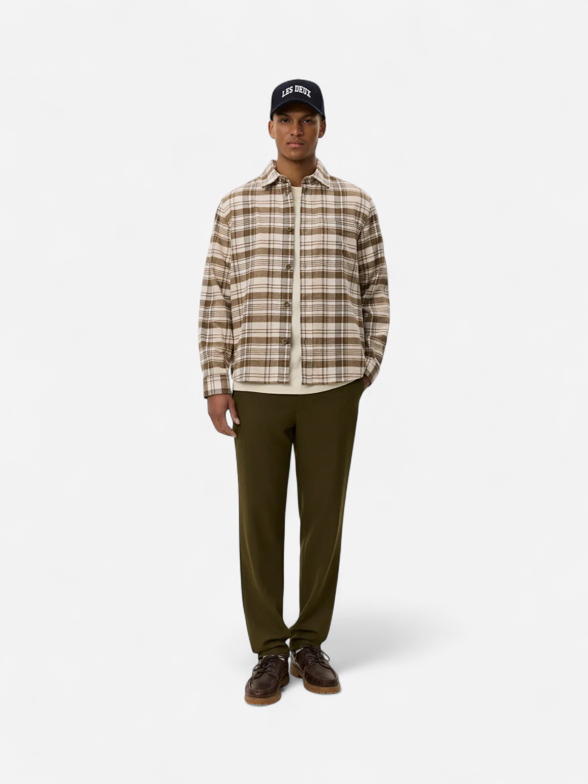 Les Deux miesten paitatakki, LENNON CHECK OVERSHIRT Ruskea Kuosillinen - Kekäle.fi
