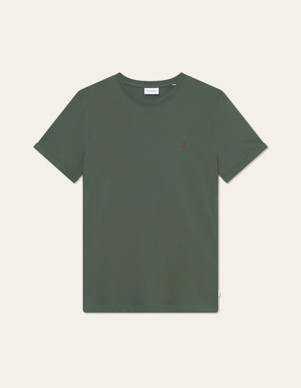 les-deux-miesten-t-paita-norregaard-contrast-t-shirt-armeijanvihrea-1