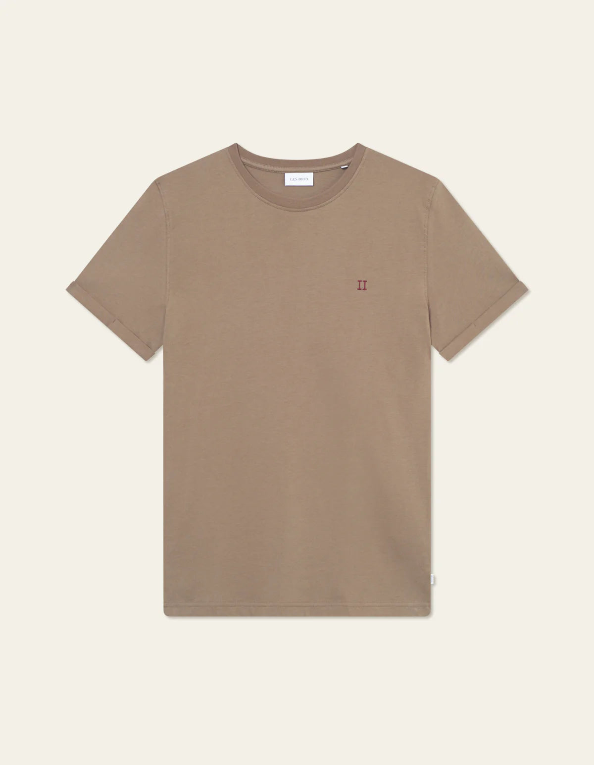 les-deux-miesten-t-paita-norregaard-contrast-t-shirt-tumma-kameli-1
