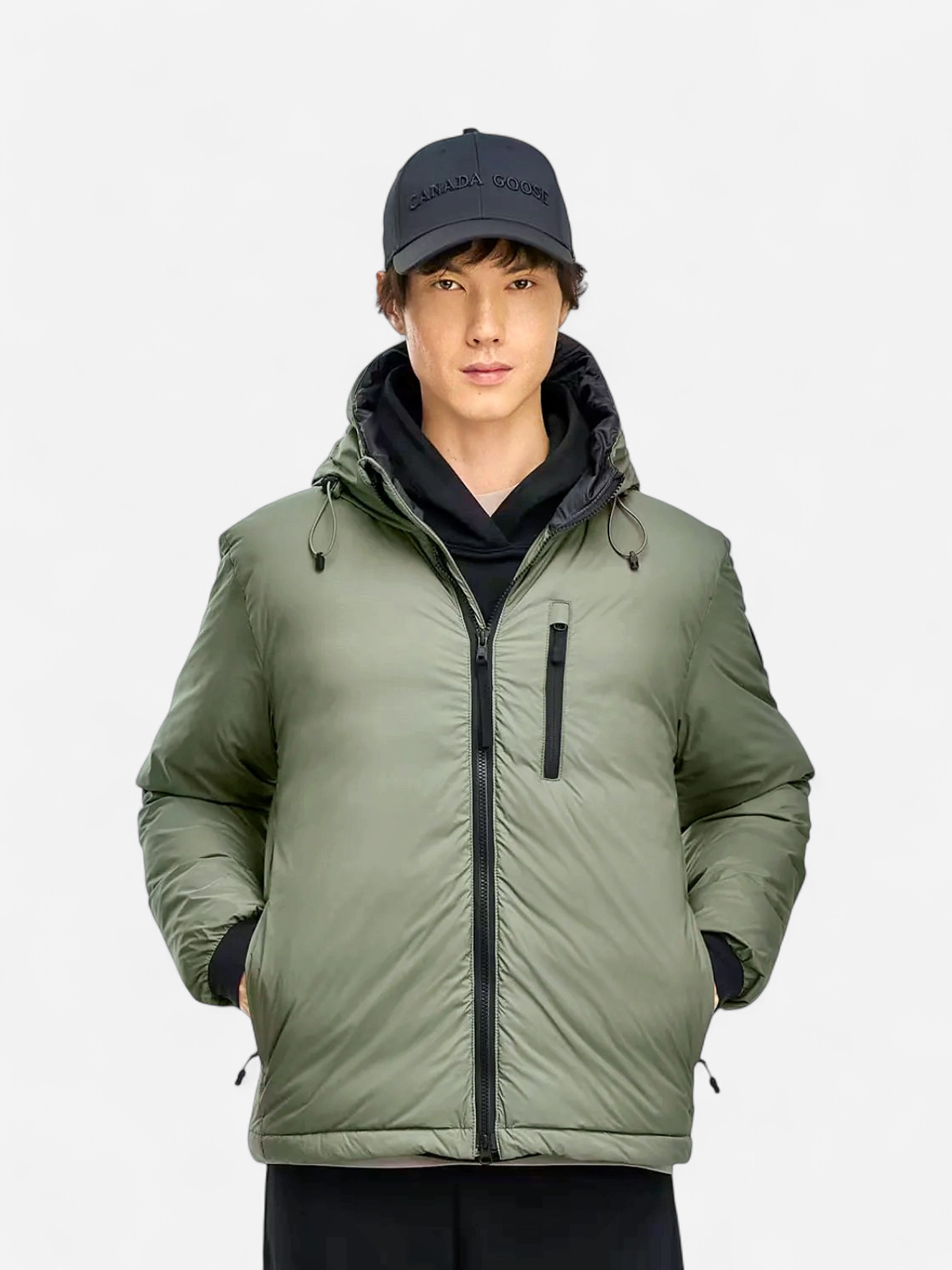 Canada Goose miesten kevytuntuvatakki LODGE HOODY - R - BLACK DISC, tummanvihreä - Kekäle.fi