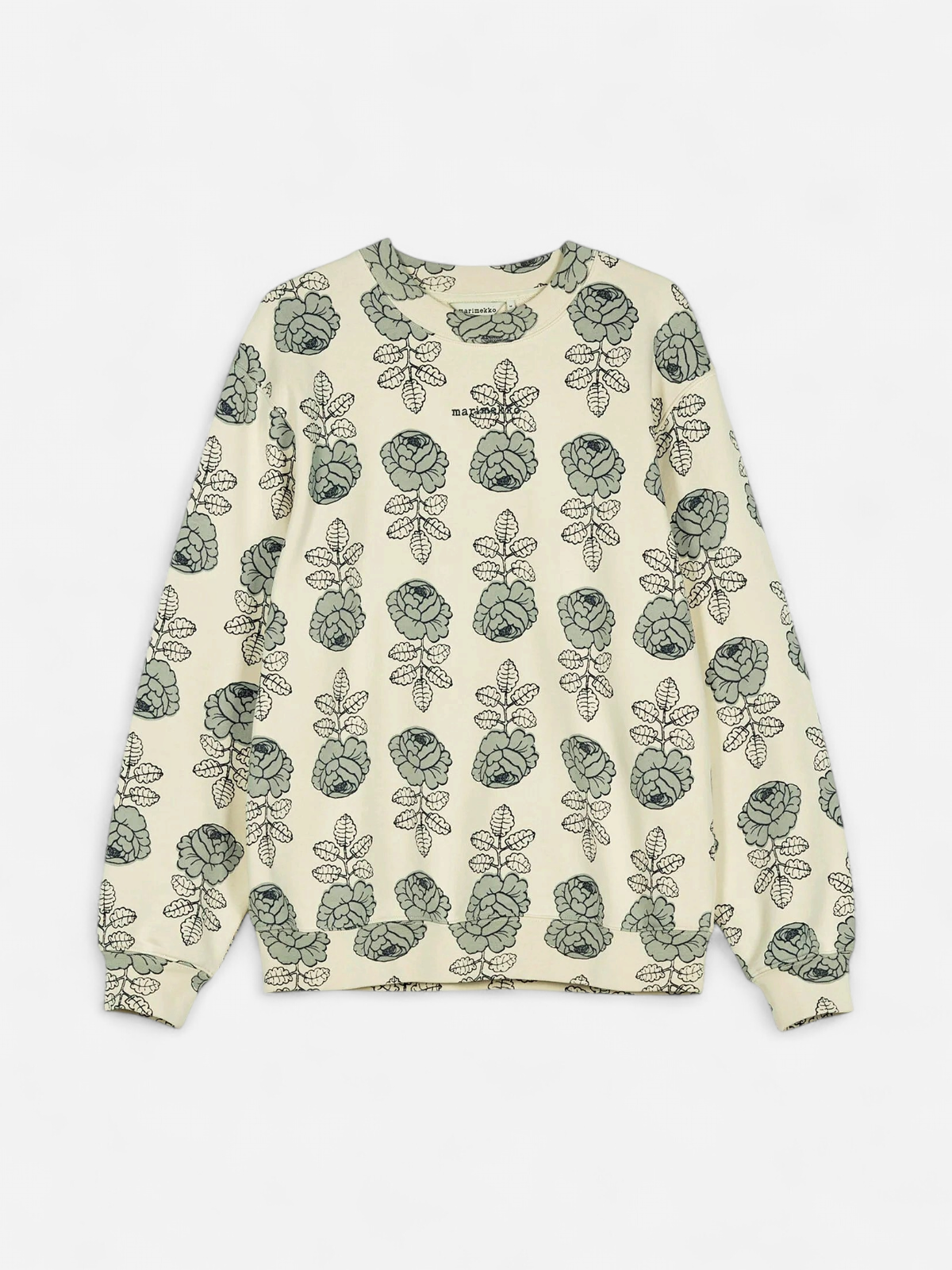 Marimekko collegepaita LOISTO VIHKIRUUSU KIOSKI, kuosillinen beige - Kekäle.fi