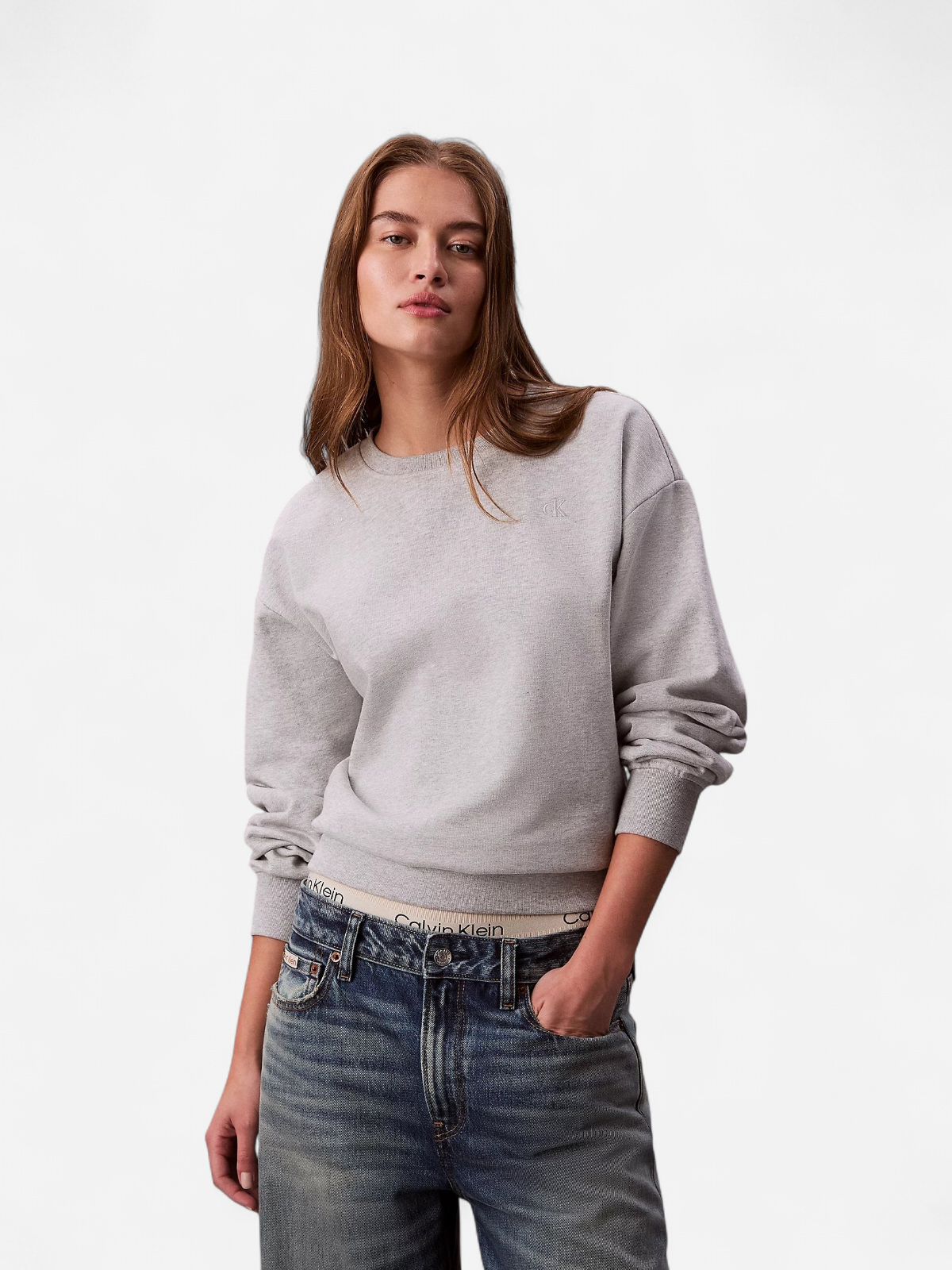 Calvin Klein Jeans naisten collegepaidat LS Archive Logo French Terry, harmaa - Kekäle.fi