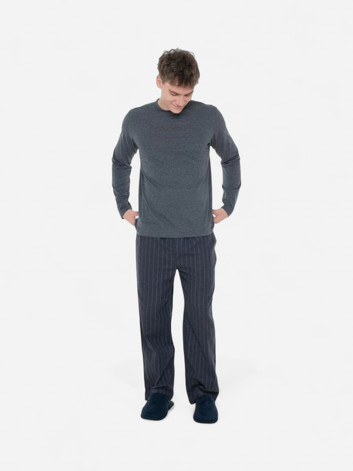 Calvin Klein miesten pyjama LS TEE PANT SET, tummansininen - Kekäle.fi