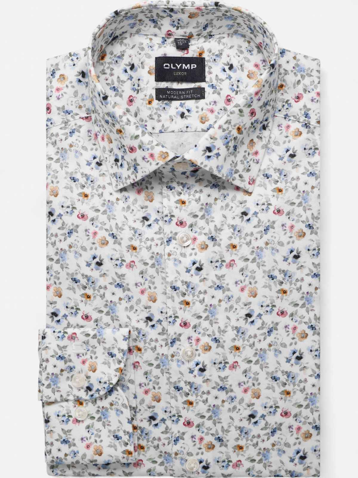 Olymp kauluspaita Luxor Modern Fit Floral Print, valkopohjainen kuosi - Kekäle.fi