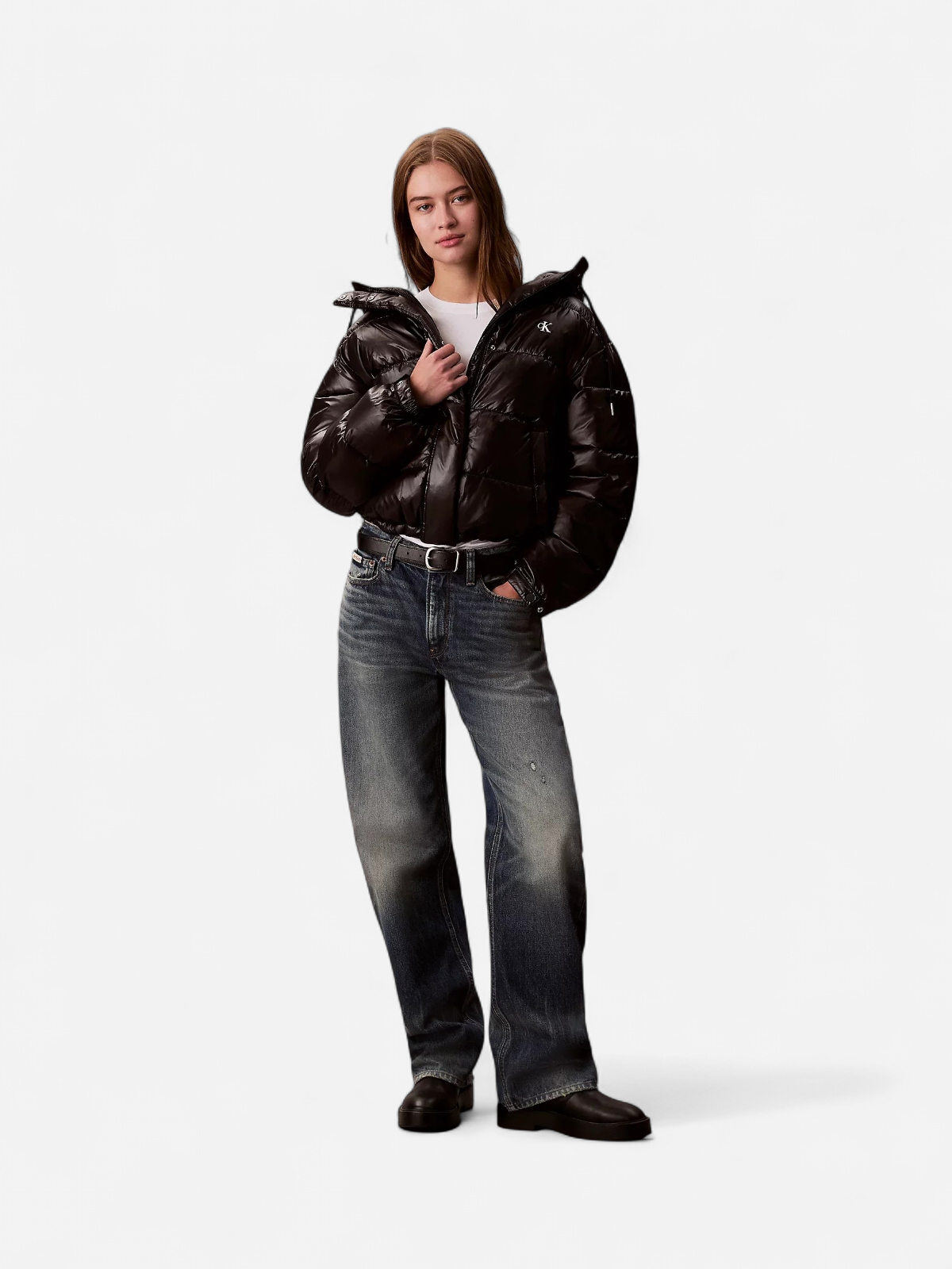Calvin Klein Jeans naisten talvitakki High Shine Hooded Puffer Jacket, musta - Kekäle.fi