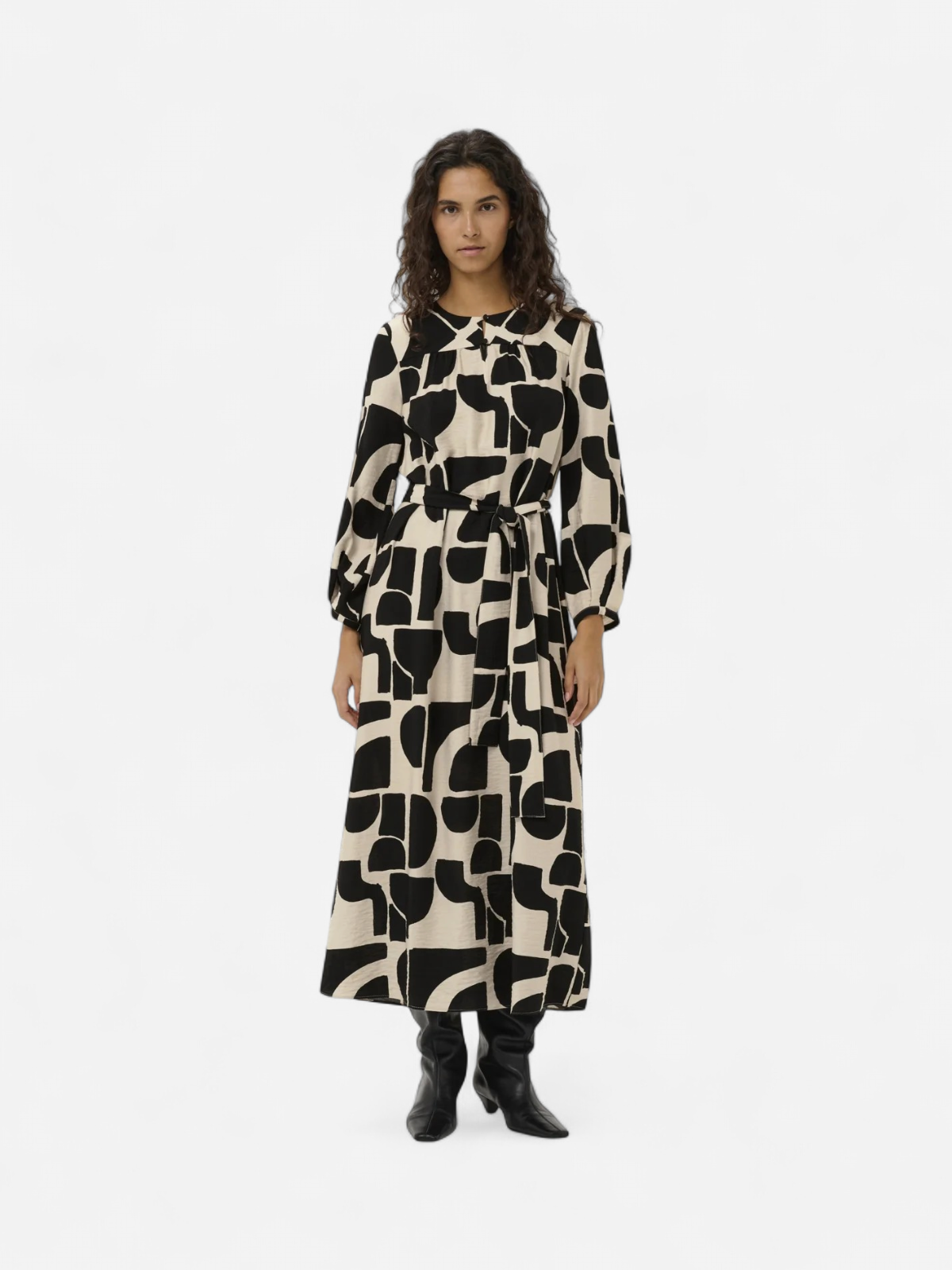 Inwear mekko LYNNIW Belted Dress, musta kuosillinen - Kekäle.fi