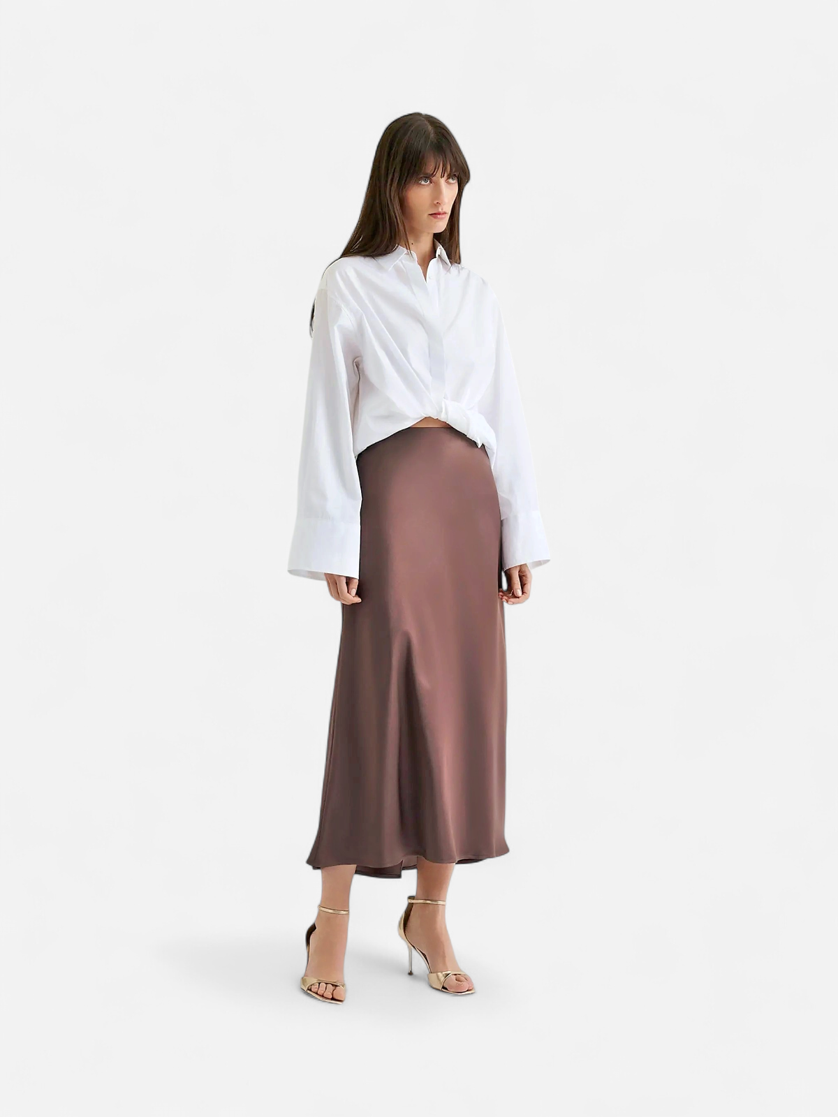 Malina naisten hame, AUBREE SATIN MAXI SKIRT Tummanruskea - Kekäle.fi