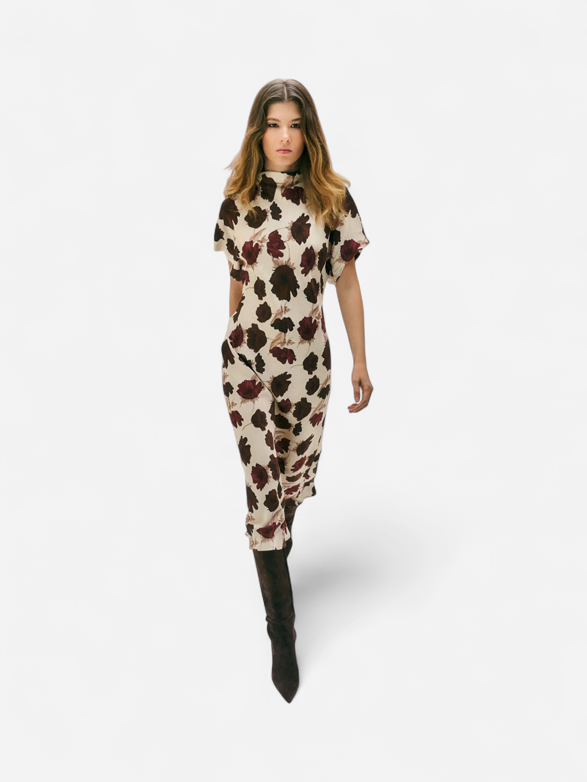 Malina naisten mekko, ALIVA SL SATIN MIDI DRESS Viininpunainen Kuosi - Kekäle.fi