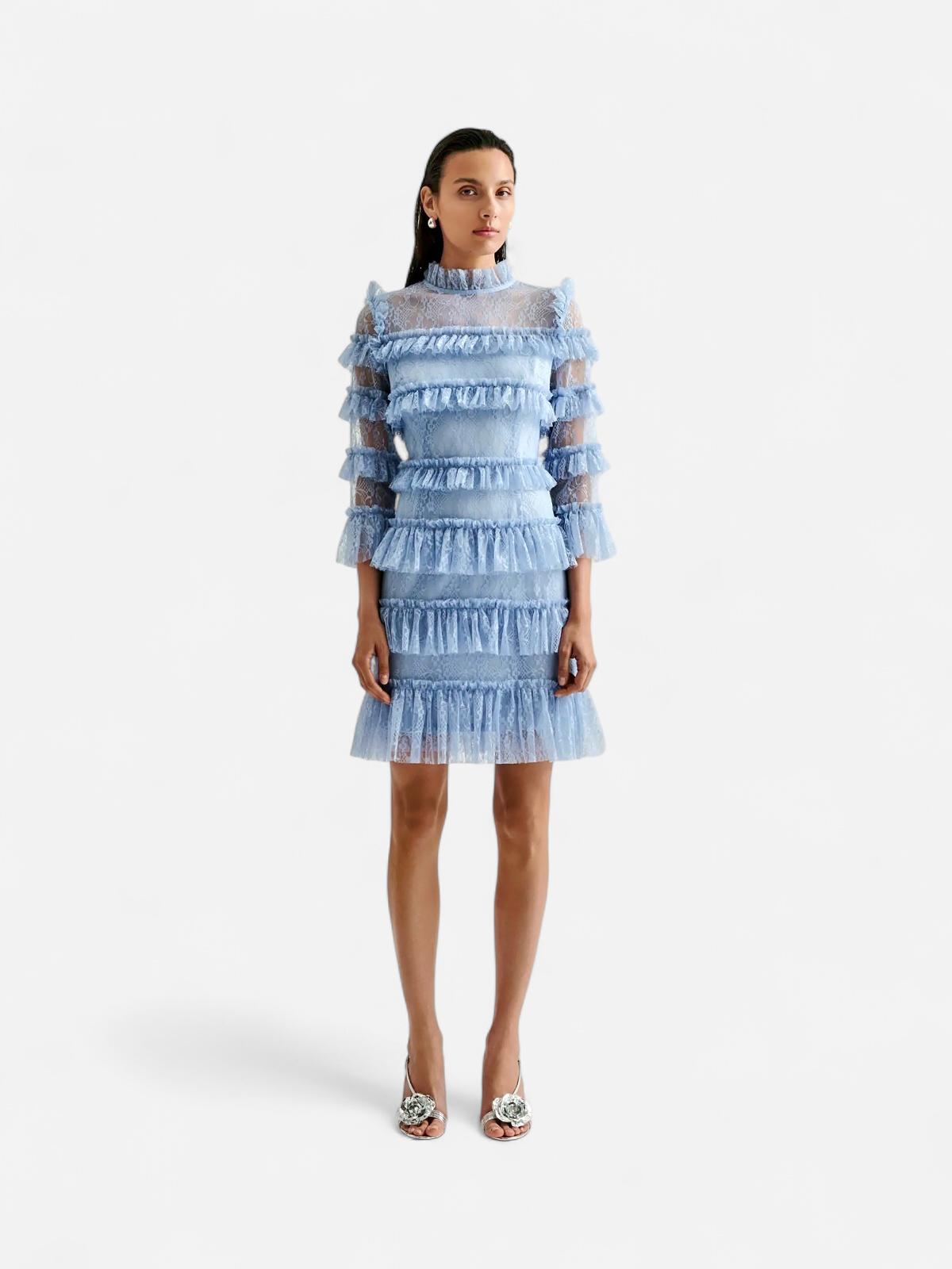 Malina naisten mekko, CARMINE FRILL LACE MINI DRESS Vaaleansininen - Kekäle.fi