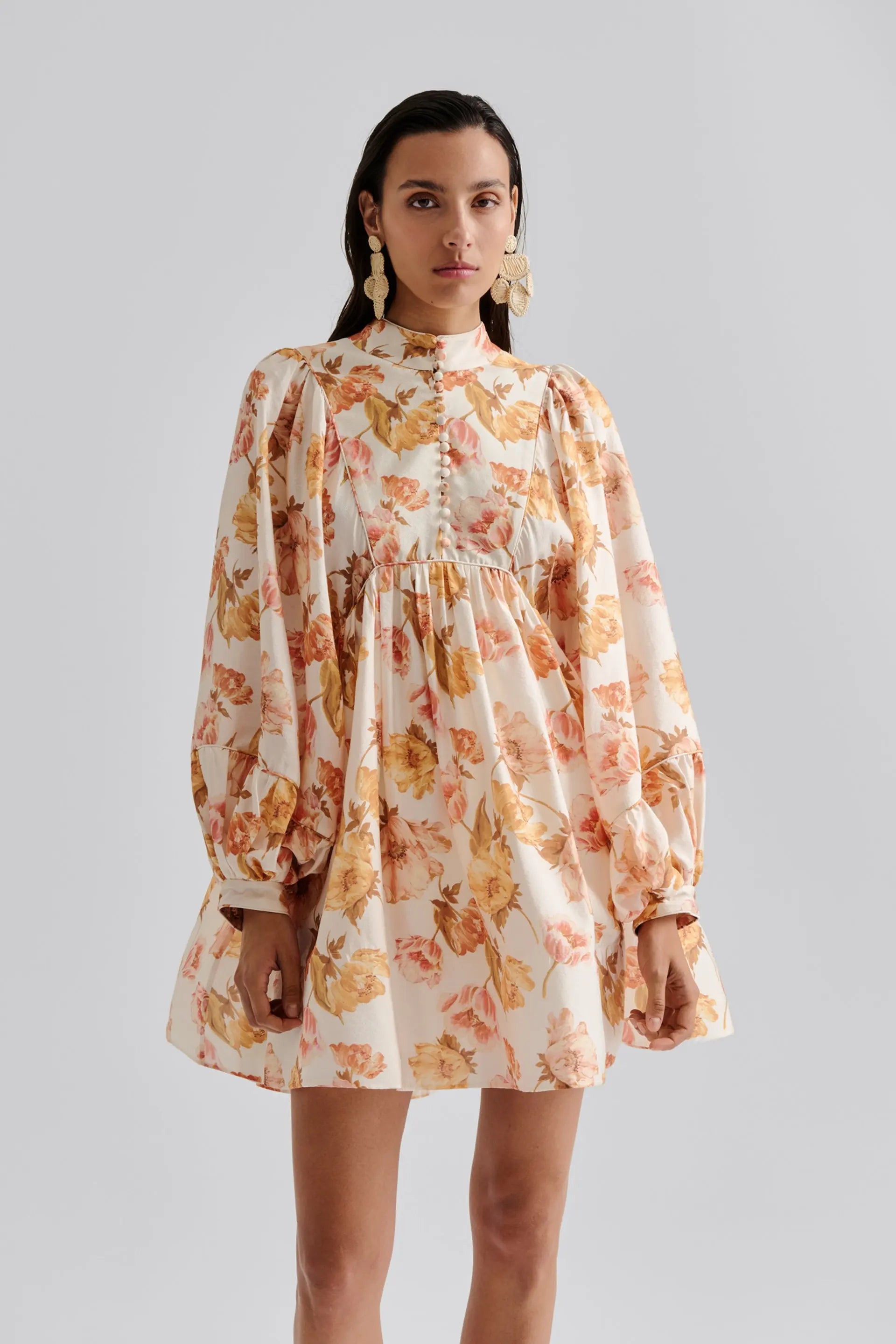 malina-naisten-mekko-tyra-high-neck-balloon-sleeve-mini-dress-monivarinen-kuosi-1