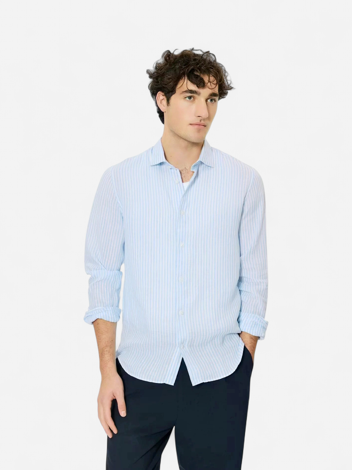 MAMARC STRIPED LINEN SHIRT Chambray Blue - Kekäle.fi