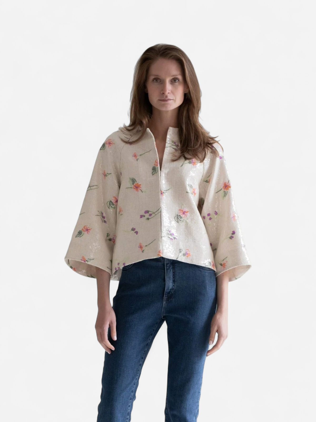 Gauhar naisten jakku Maria Jacket Floral, valkopohjainen kuosi - Kekäle.fi