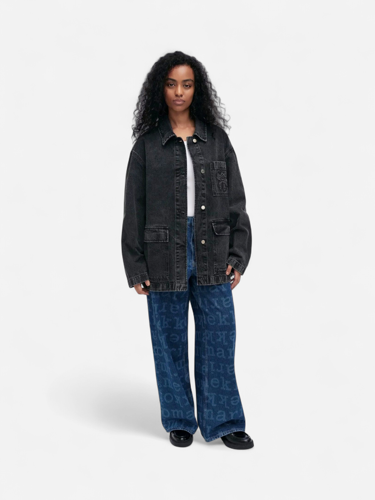 Marimekko naisten farkkutakki Maridenim Poweri Unikko, musta - Kekäle.fi