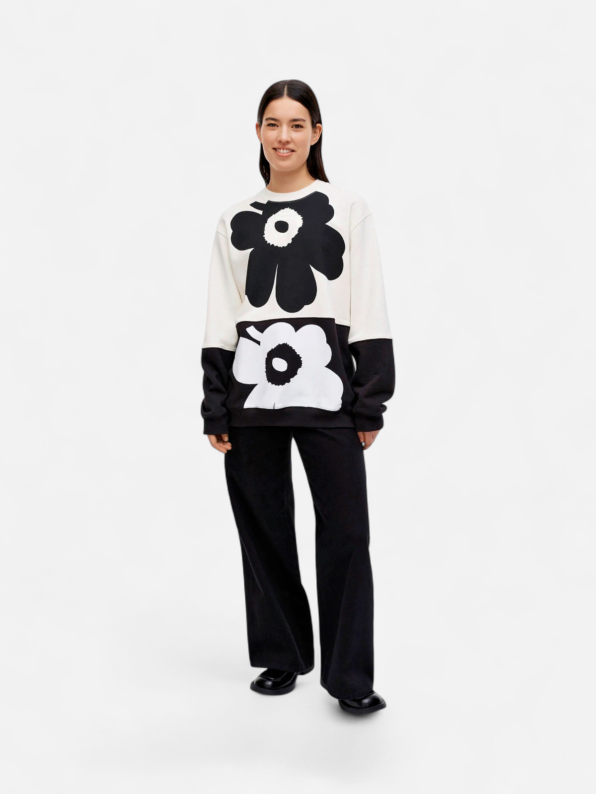 Marimekko unisex collegepaita Unikko Placement, mustavalkoinen - Kekäle.fi