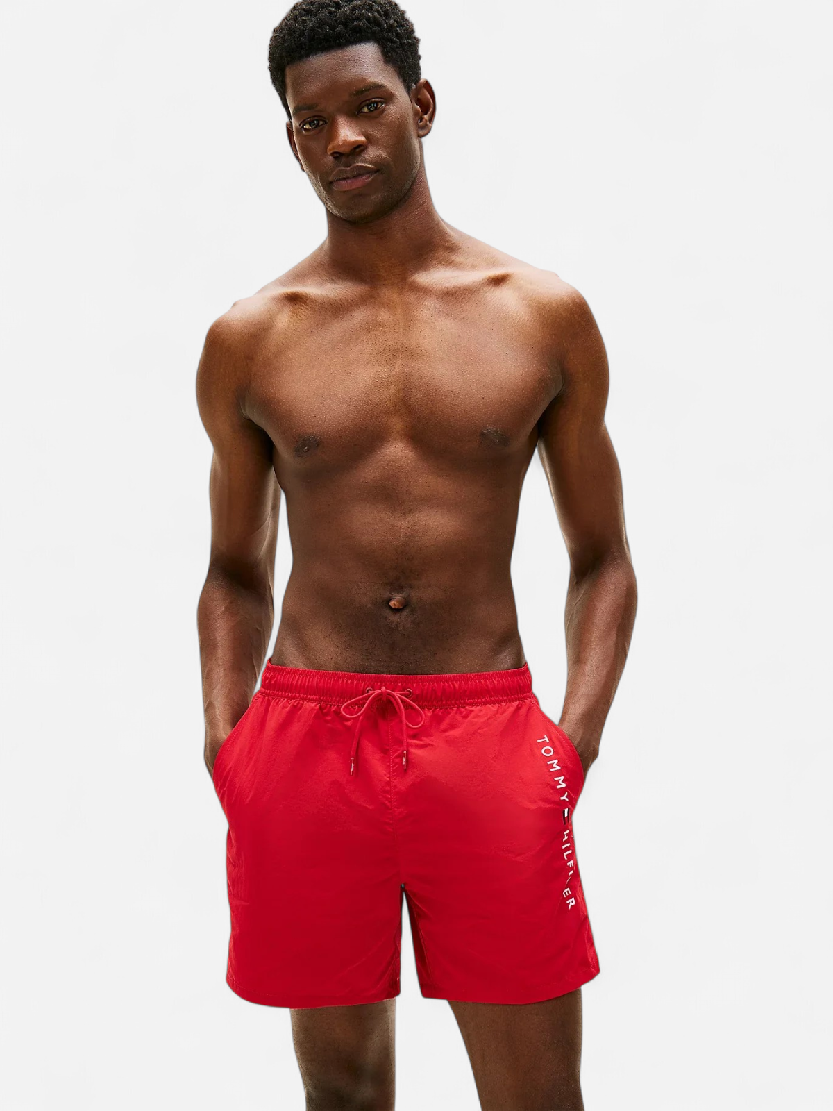 Tommy Hilfiger miesten uimashortsit Medium Strawstring Zip Pocket, punainen - Kekäle.fi