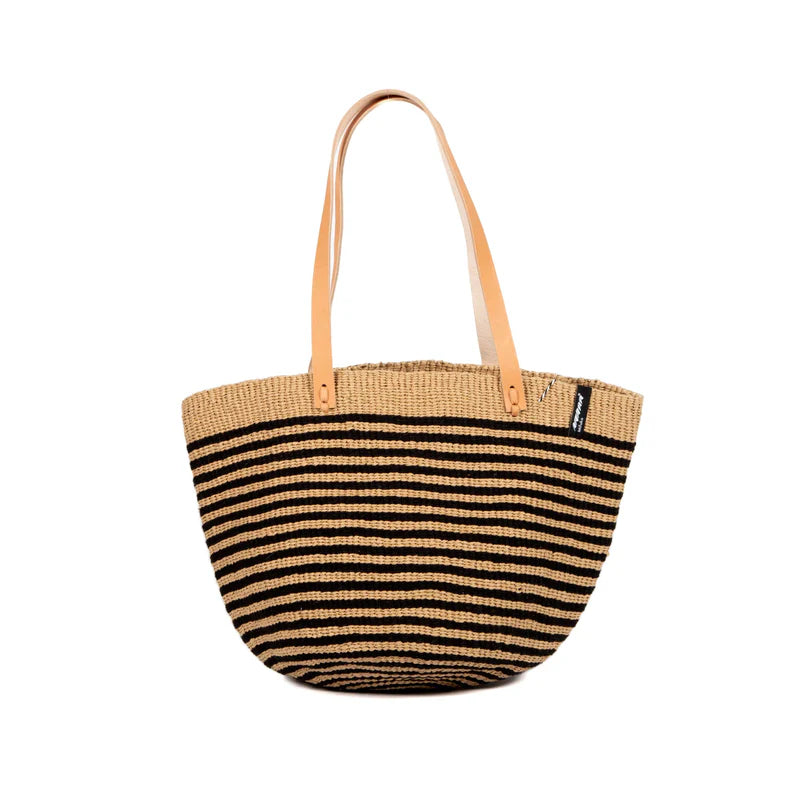 Mifuko laukku, Pamba shopper basket | Black thin stripe RAIDALLINEN MUSTA