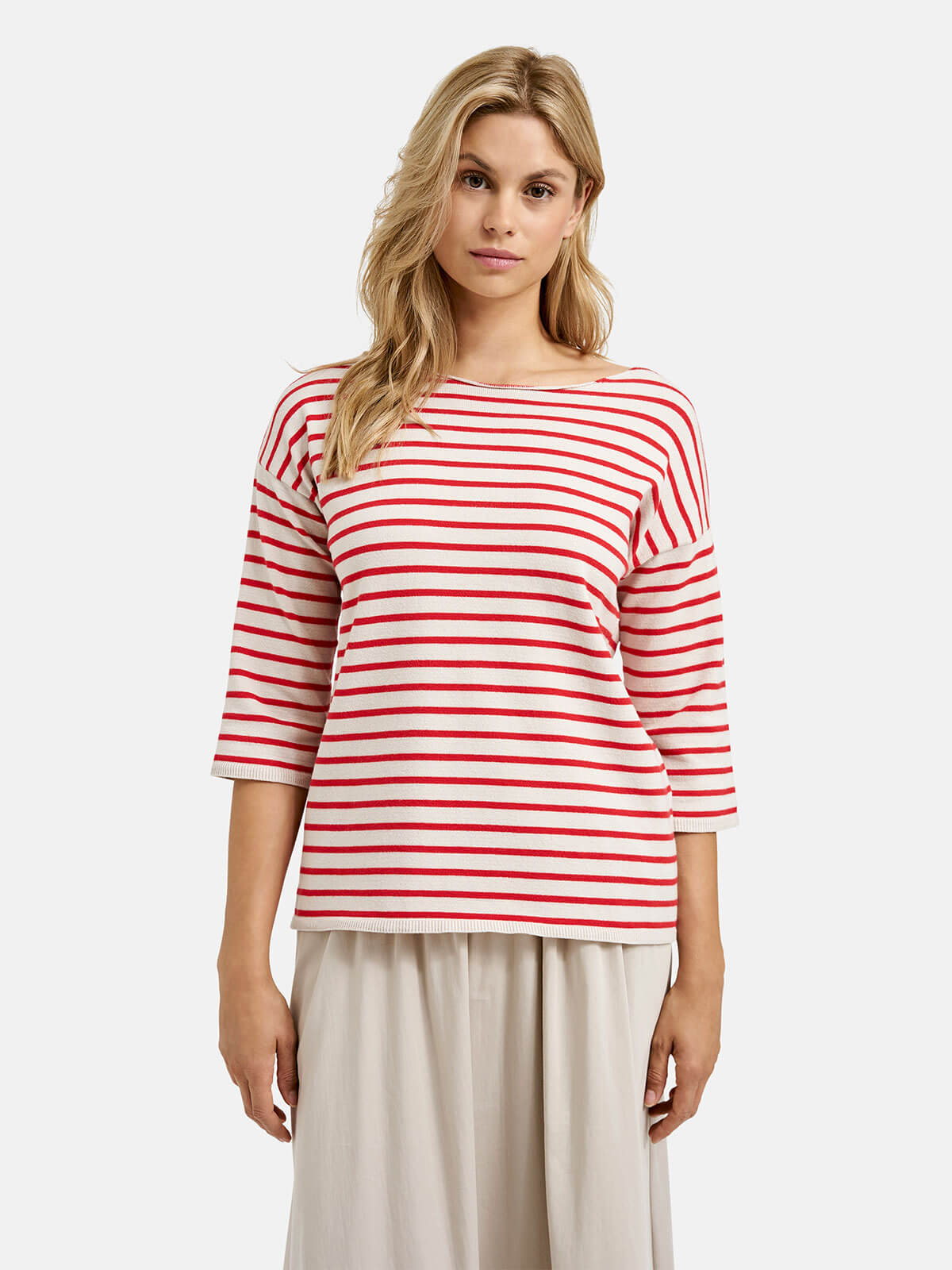 milano-italy-naisten-neule-pullover-3-4-poppy-print-oranssiraita-1