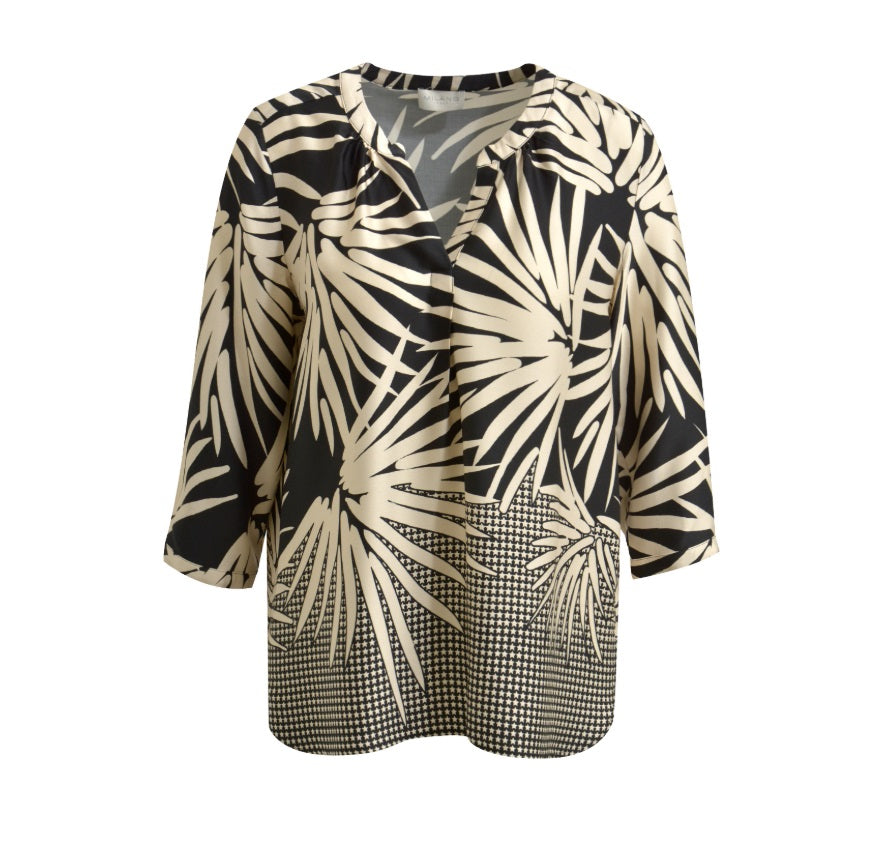 milano-italy-naisten-pusero-blouse-black-print-musta-kuosi-1