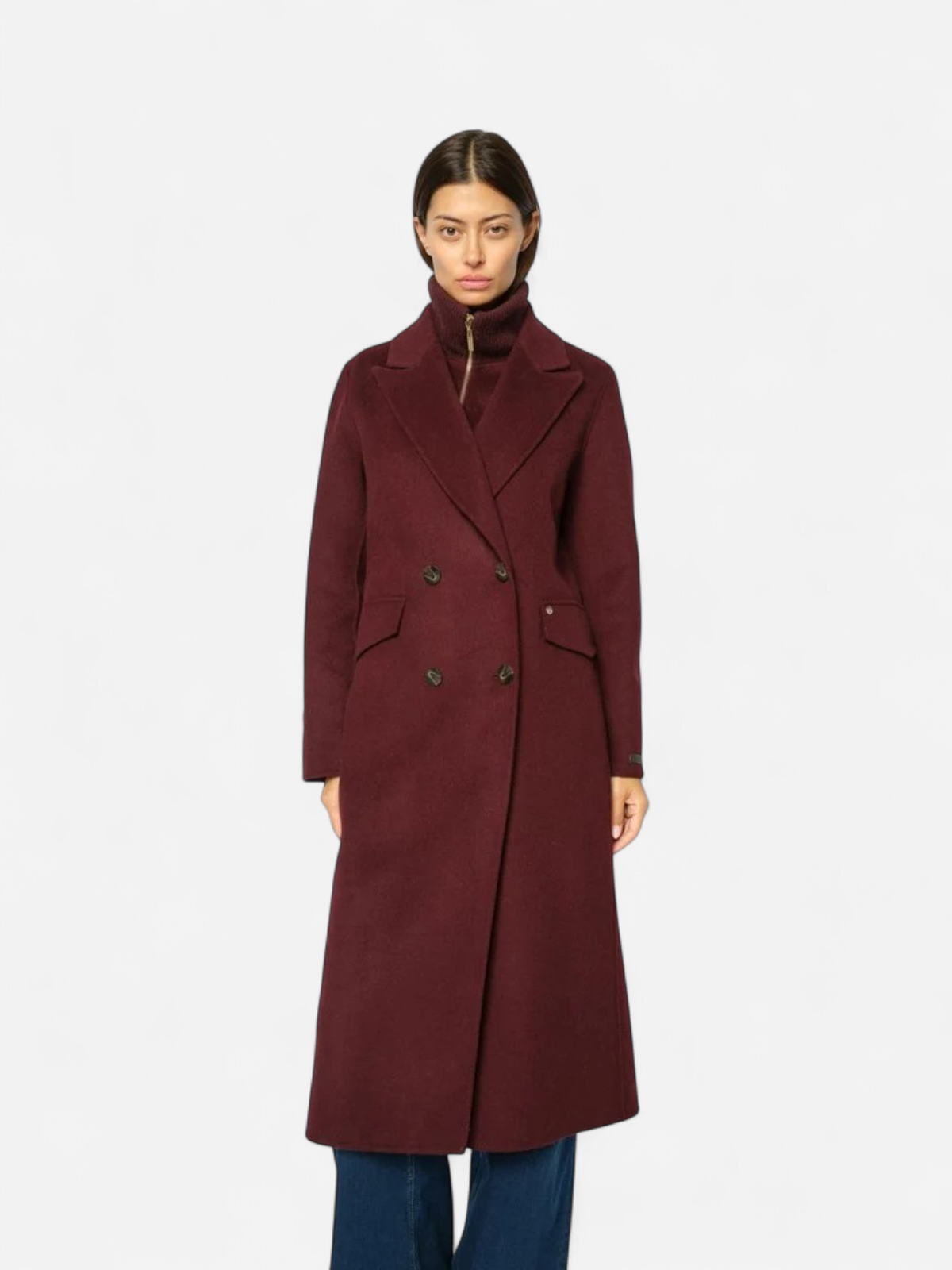 MMALVA LOISA MOCK NECK COAT VIININPUNAINEN - Kekäle.fi