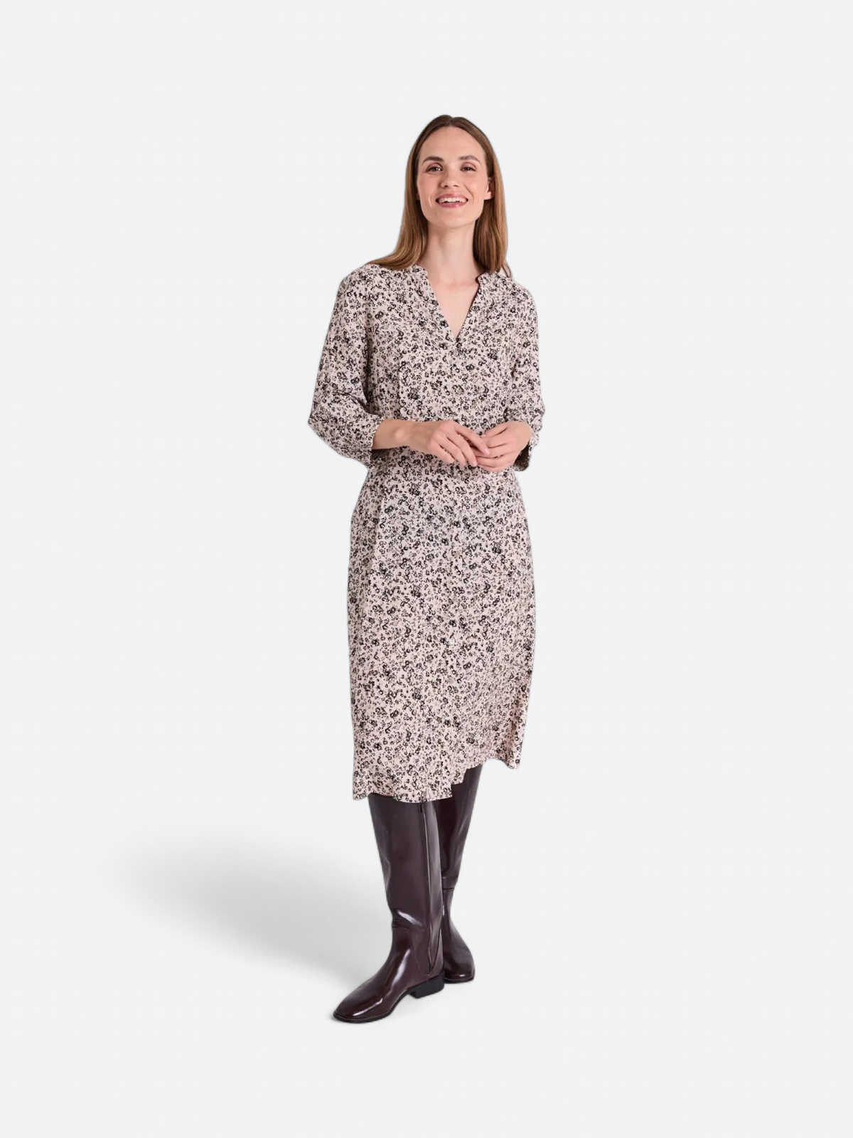 Freequent naisten mekko Molli Dress, kuosillinen beige - Kekäle.fi