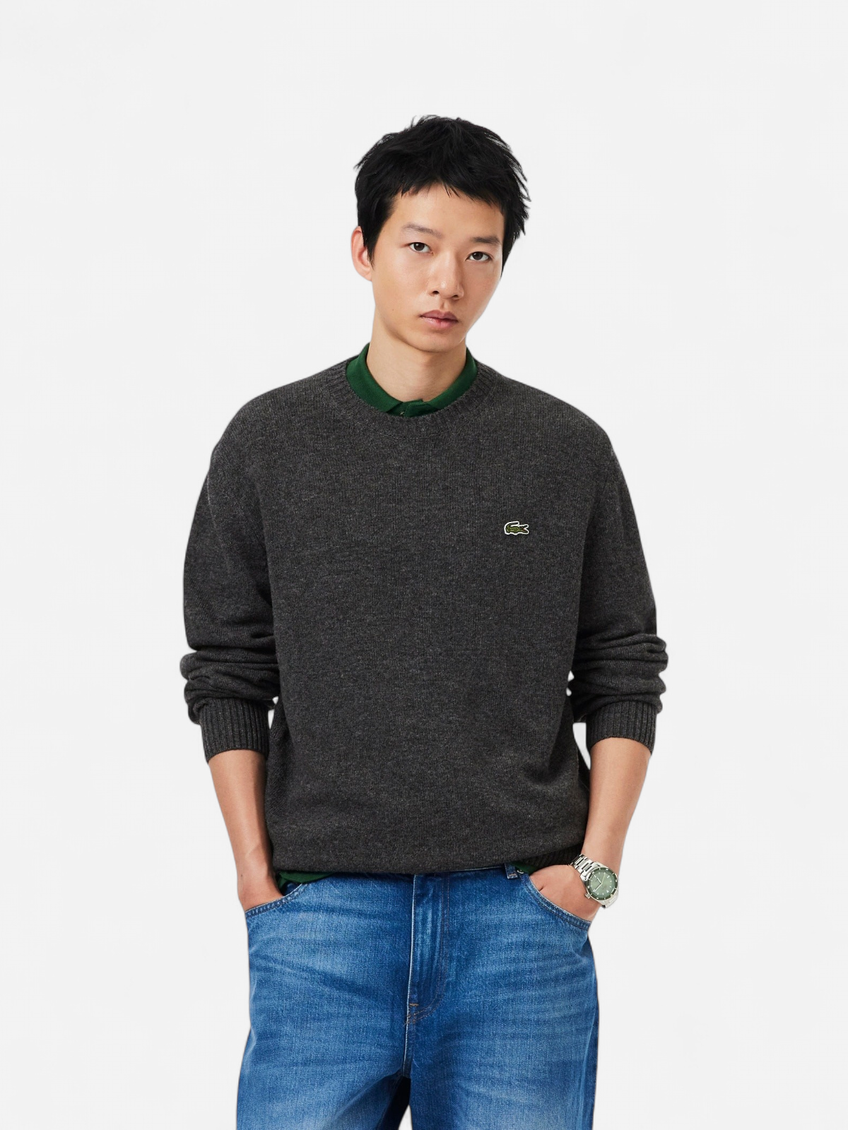 MONOCHROME CARDED WOOL NECK SWEATER TUMMANHARMAA - Kekäle.fi