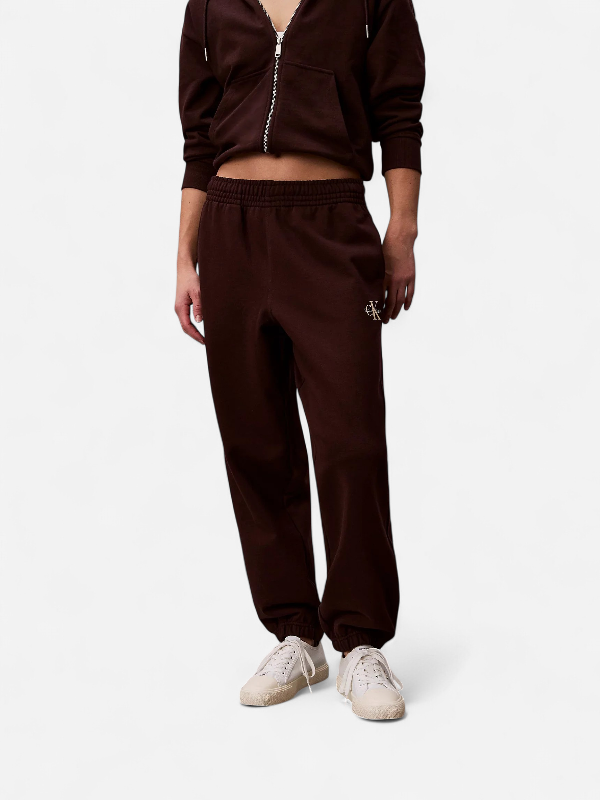 Calvin Klein Jeans naisten collegehousut Monology French Terry Jogger, tummanruskea - Kekäle.fi