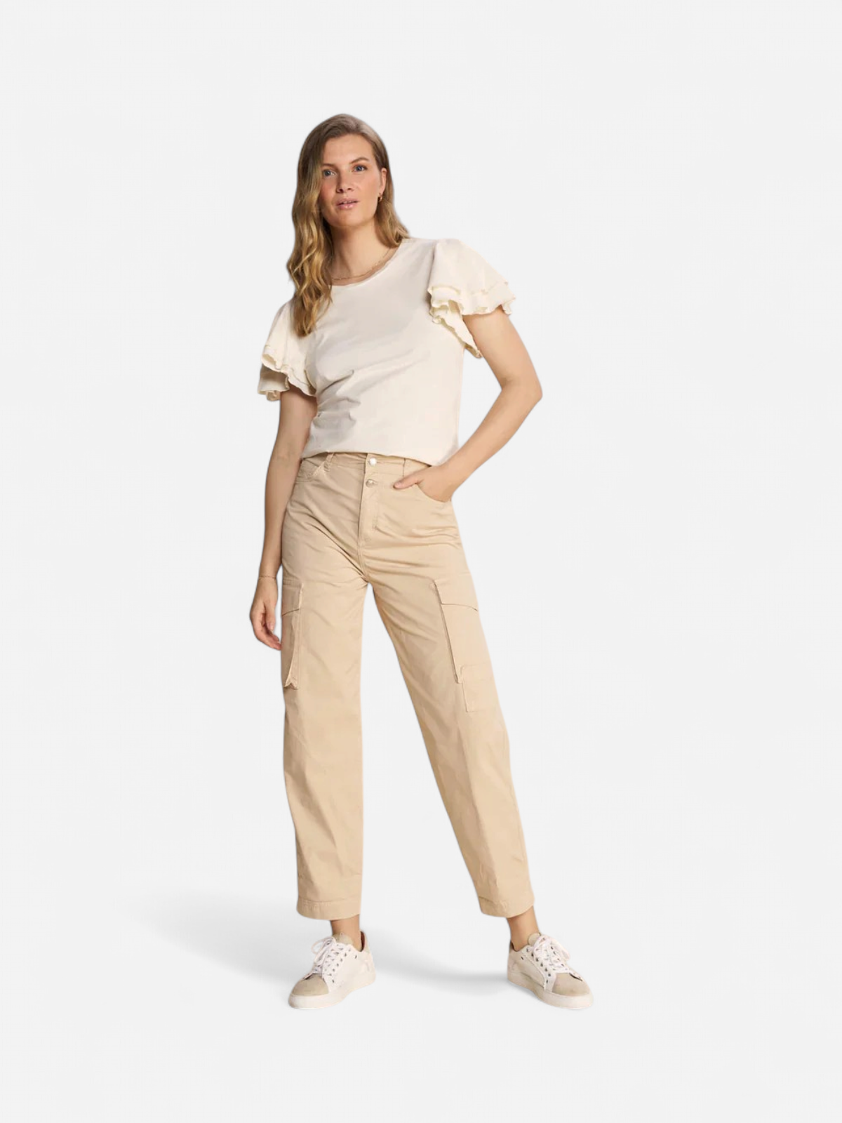 Mos Mosh Naisten Housut, MMAdeline Rosita Cargo Pant Vaalea Beige - Kekäle.fi