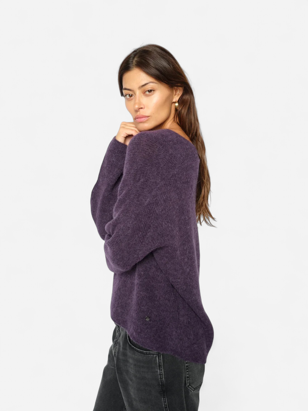 Mos Mosh neule, THORA V-NECK KNIT Liila - Kekäle.fi
