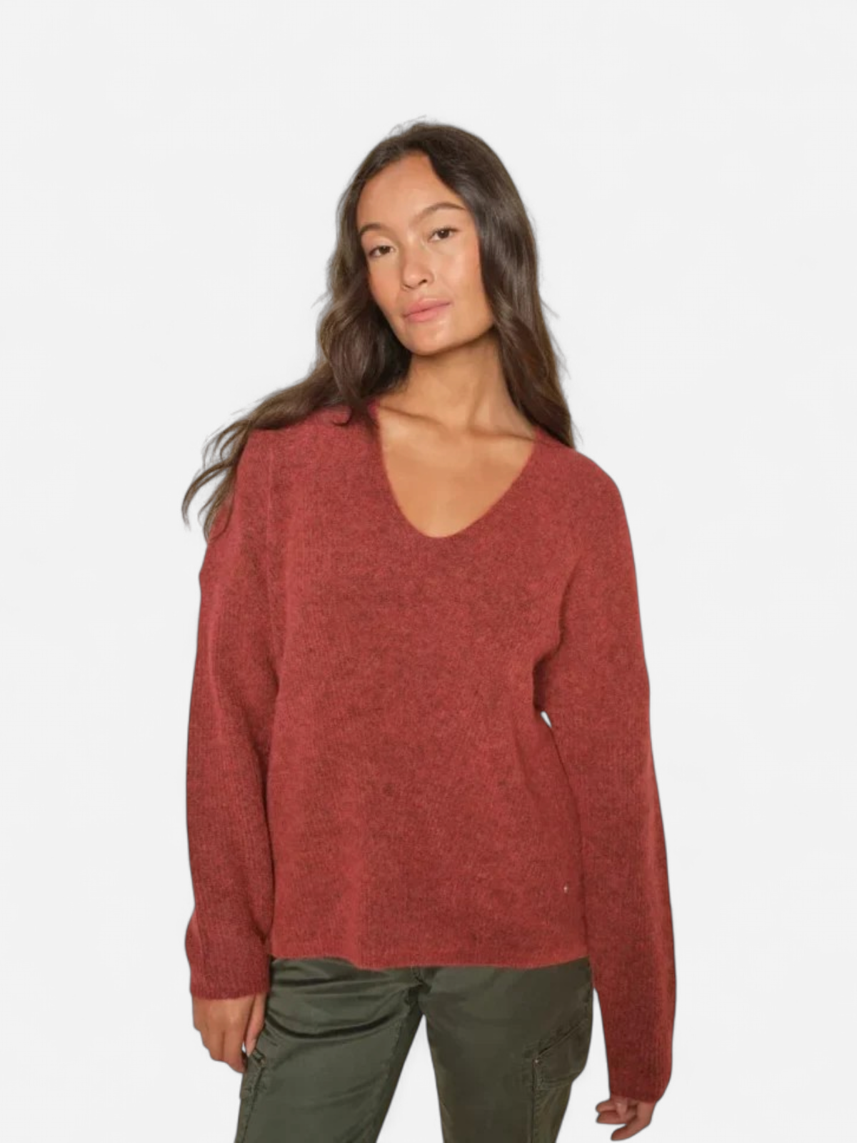 Mos Mosh neule, THORA V-NECK KNIT Punainen - Kekäle.fi