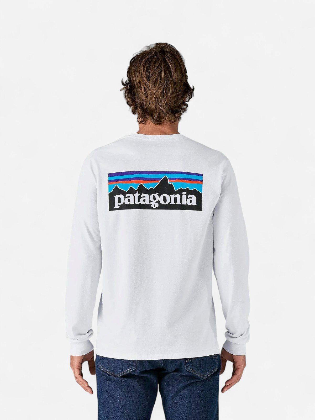 Patagonia miesten pitkähihainen paita M's L/S P-6 Logo Responsibili-Tee, valkoinen - Kekäle.fi