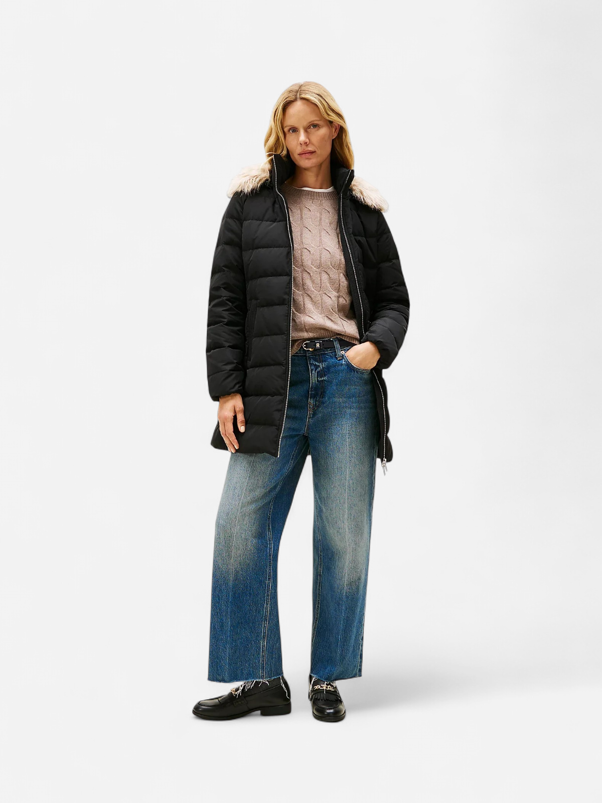 Tommy Hilfiger naisten takki MW DOWN SLIM COAT WITH, musta - Kekäle.fi