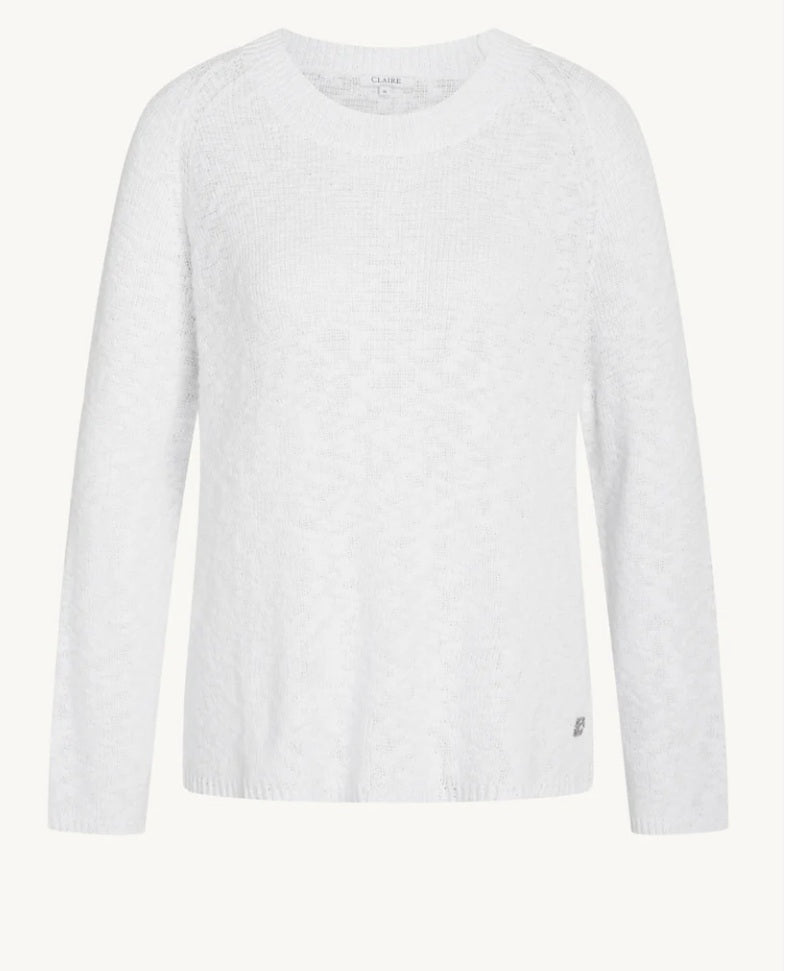 Claire naisten neulepusero Prisha, valkoinen