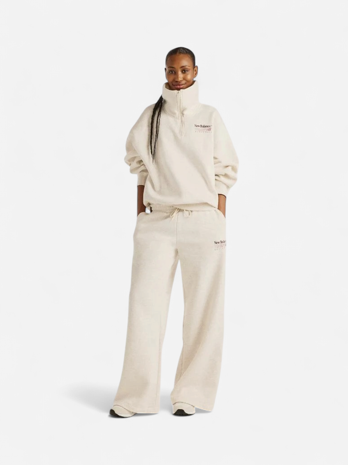 New Balance naisten collegehousut Trackside Fleece Pant, Beige - Kekäle.fi