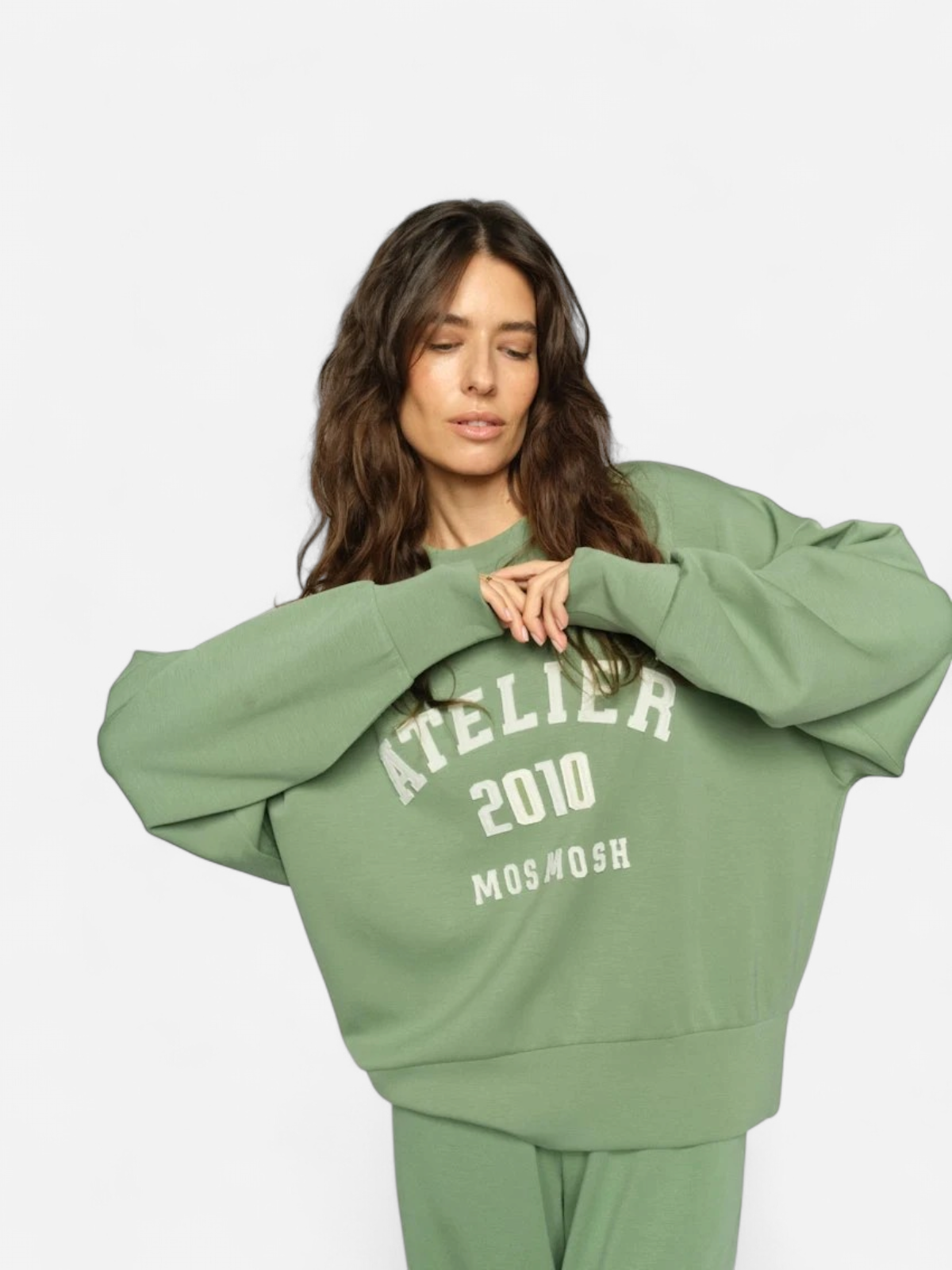 Mos Mosh naisten collegepaita Nima O-LS Sweatshirt, vaaleanvihreä - Kekäle.fi