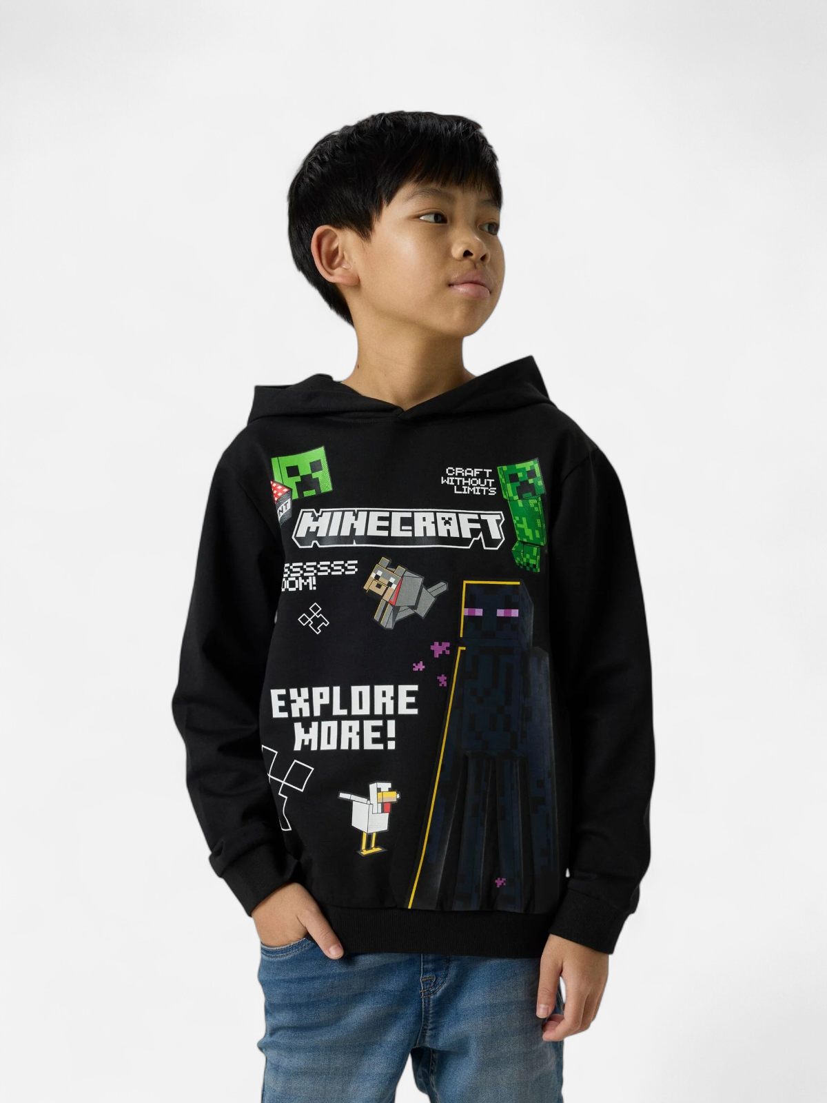 NKMJU MINECRAFT NREG SWEAT NOOS MUSTA - Kekäle.fi