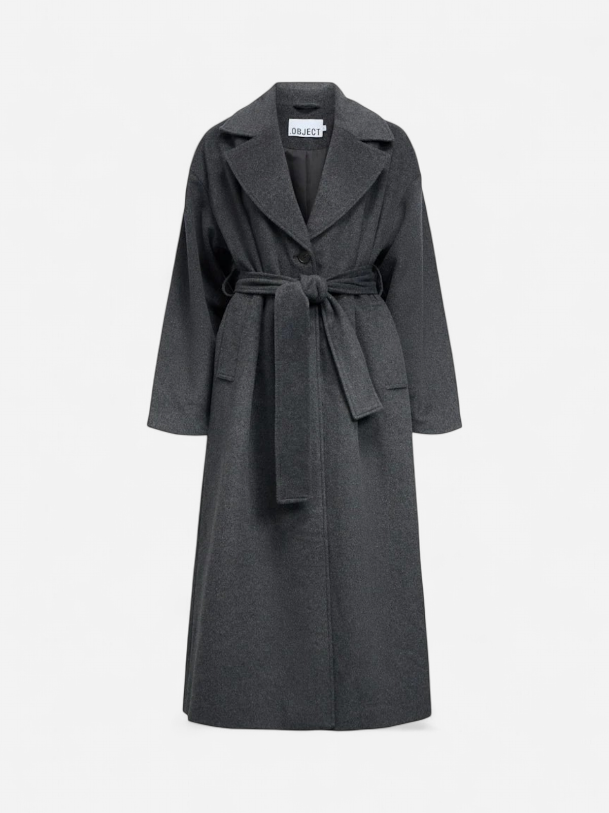 Object naisten villakangastakki OBJAUBREY L/S LO COAT 141, Medium Grey Melange - Kekäle.fi
