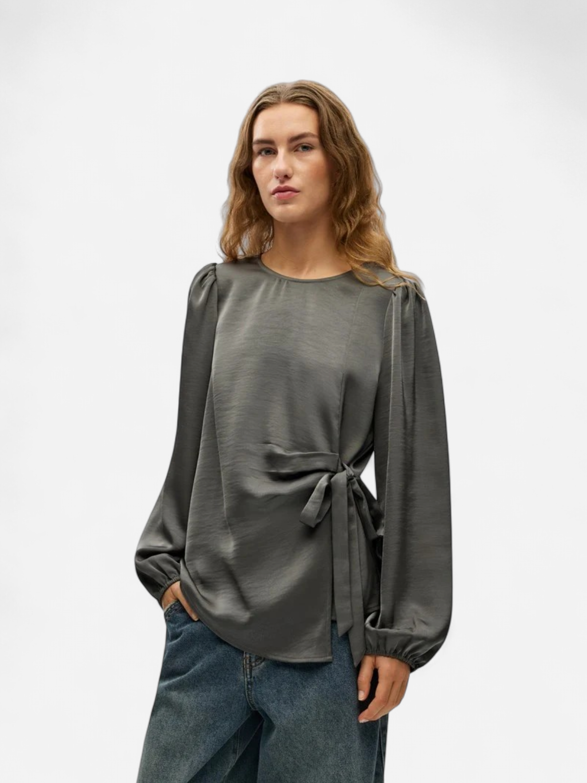 OBJCHILLI L/S RE O-NECK TOP 146 ND Gunmetal - Kekäle.fi