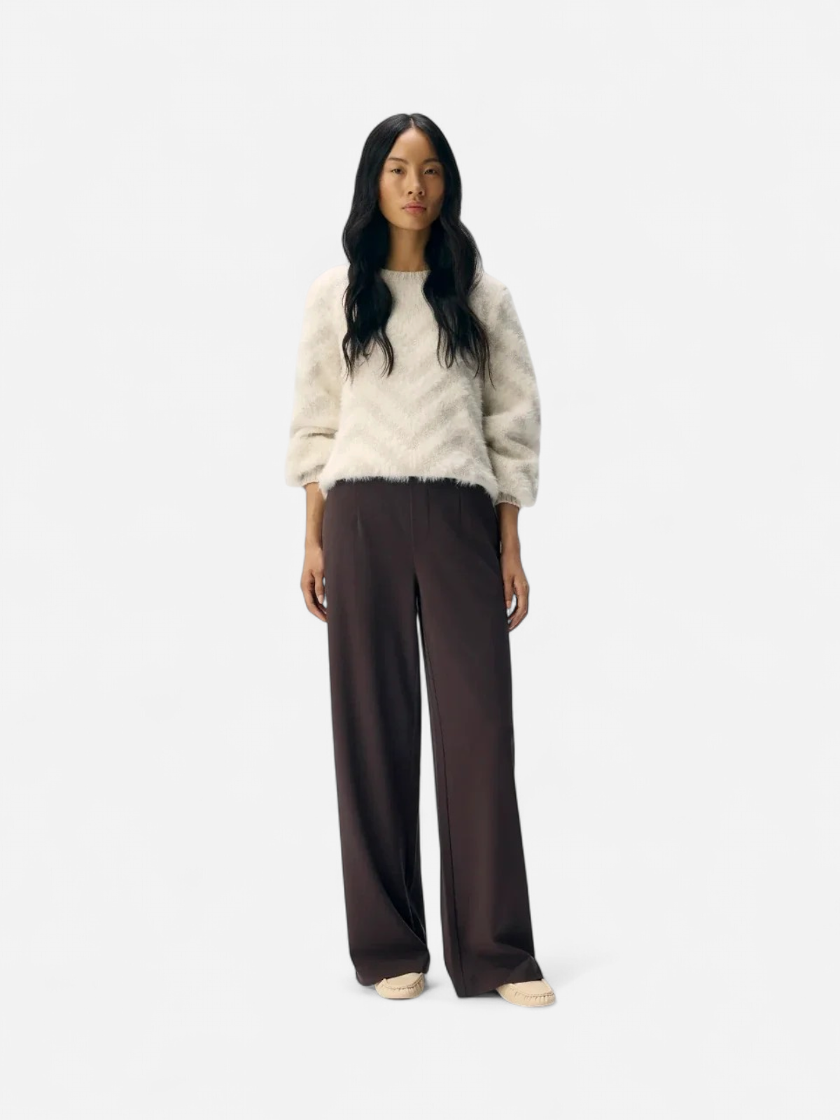 Object naisten housut OBJLisa Wide Pant,Seal Brown - Kekäle.fi