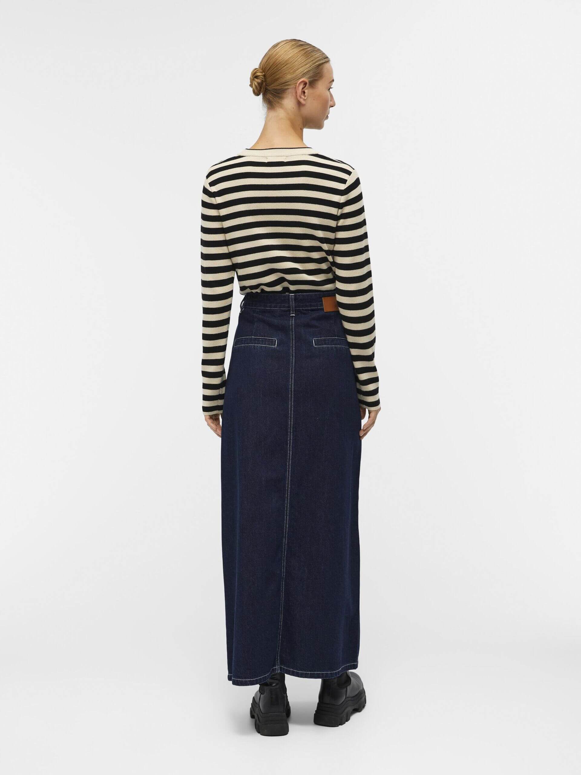 object-naisten-neule-objester-sli-l-s-knit-pullover-noos-raidallinen-musta-2