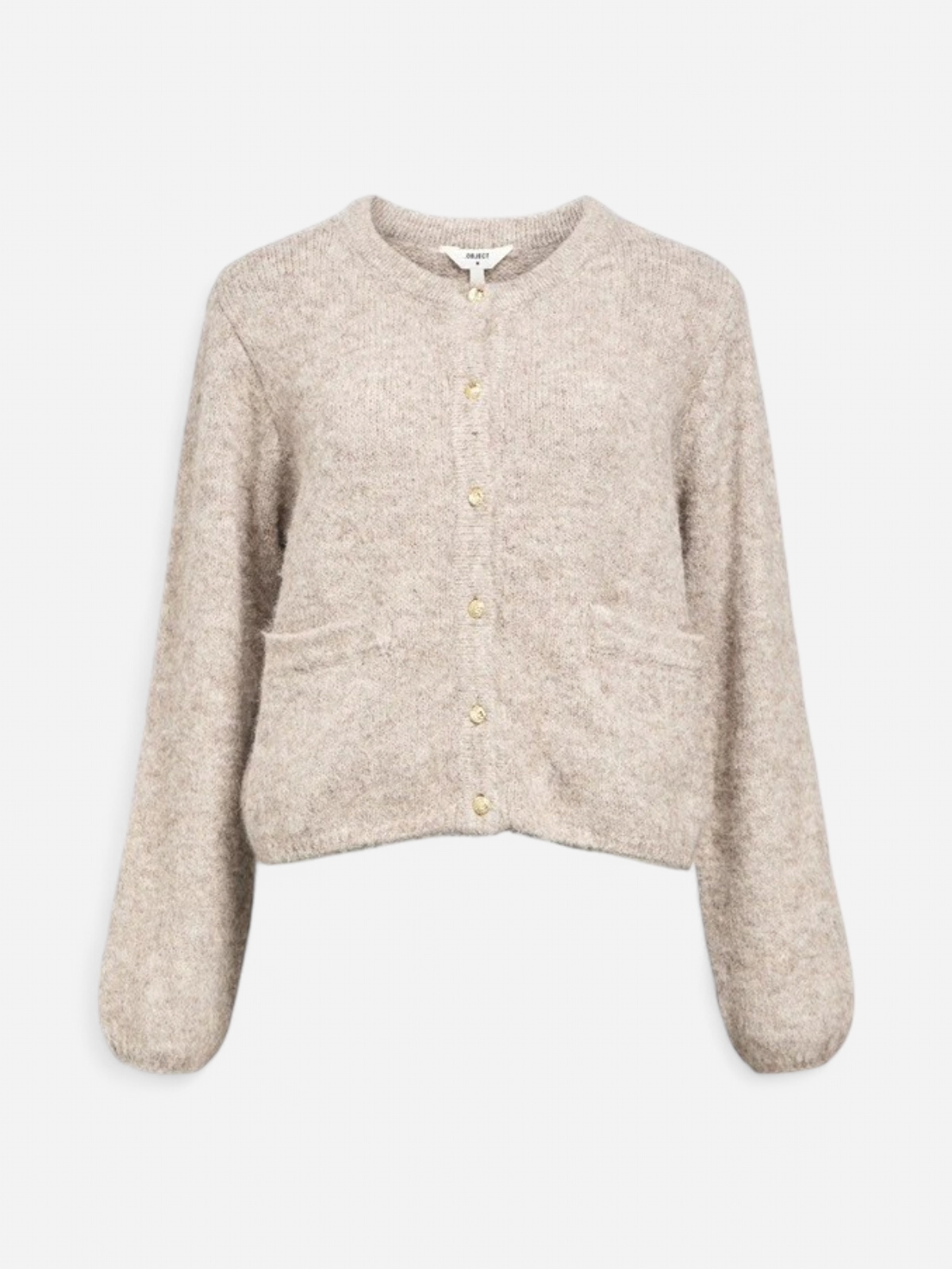 Object naisten neuletakki, OBJSAGGIA RE L/S KNIT CARDIGAN Humus - Kekäle.fi