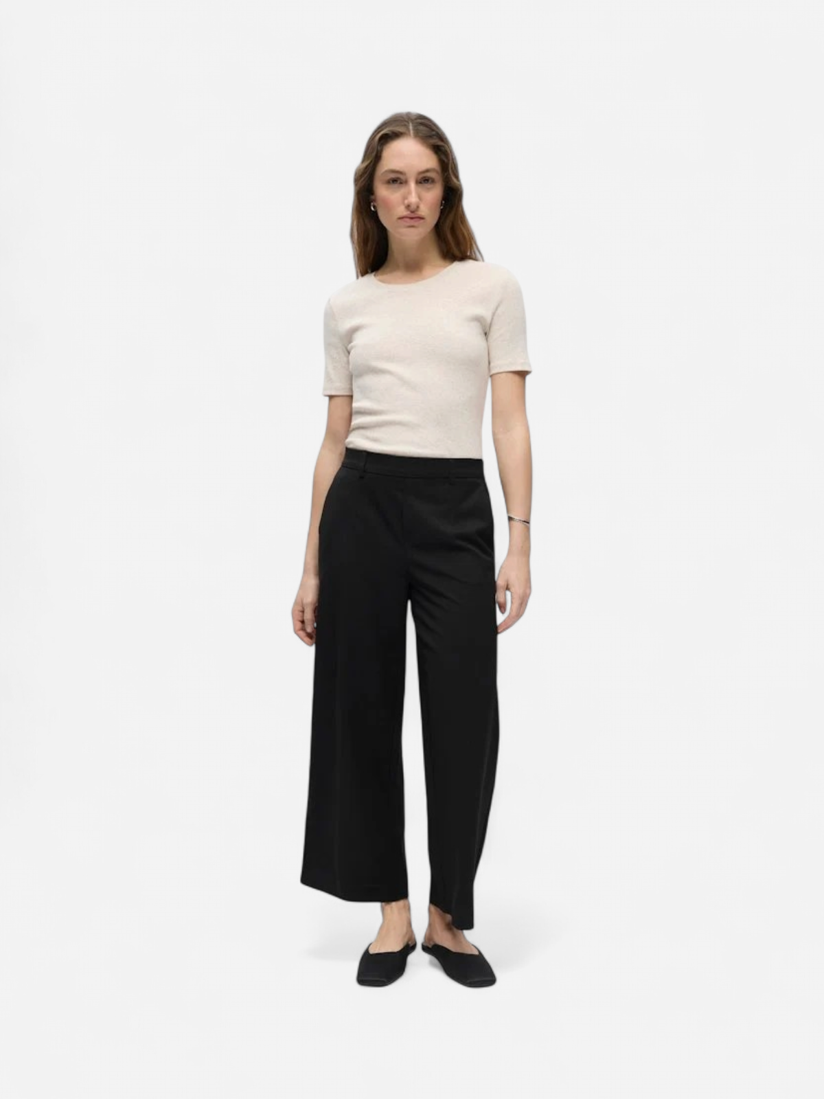 Object naisten housut OBJLisa Cropped Wide Pant Div, Black - Kekäle.fi